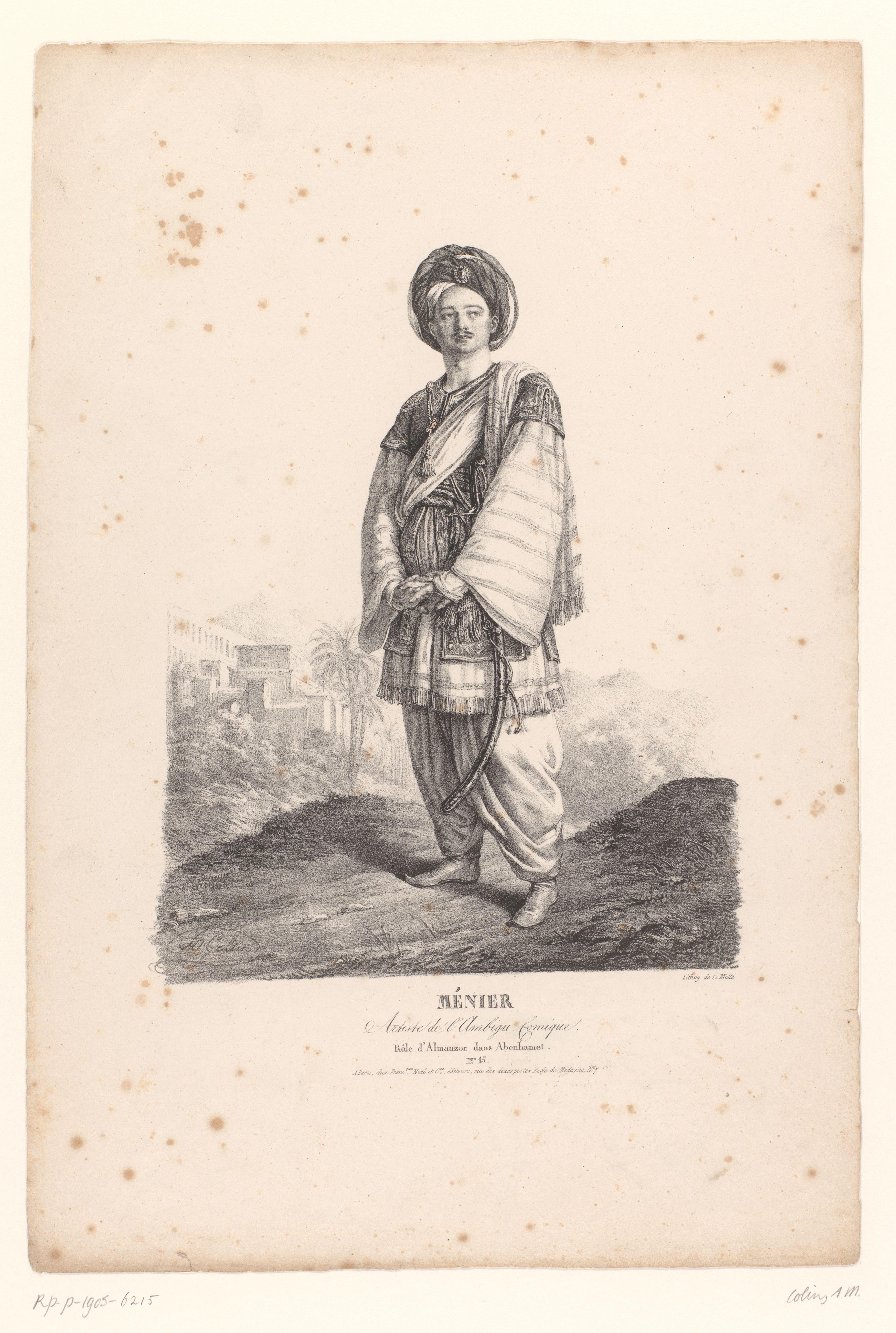 Portret van Paulin Ménier als Almanzor in het melodrama Abenhamet