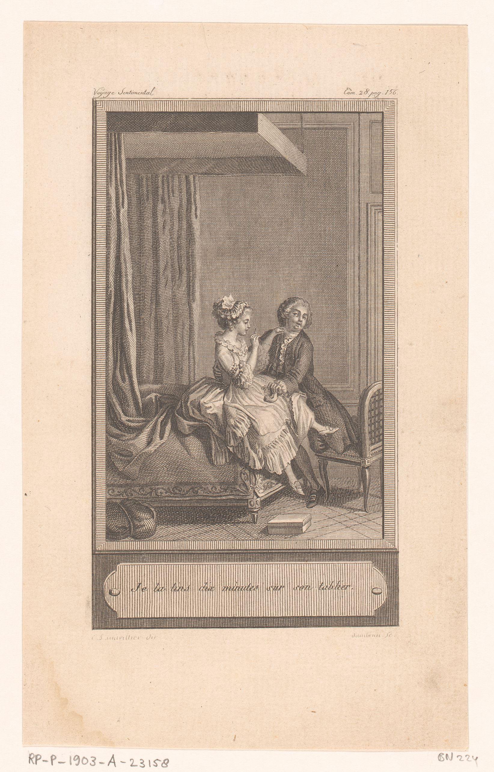 Slaapkamerinterieur met een man en vrouw zittend op een bed
