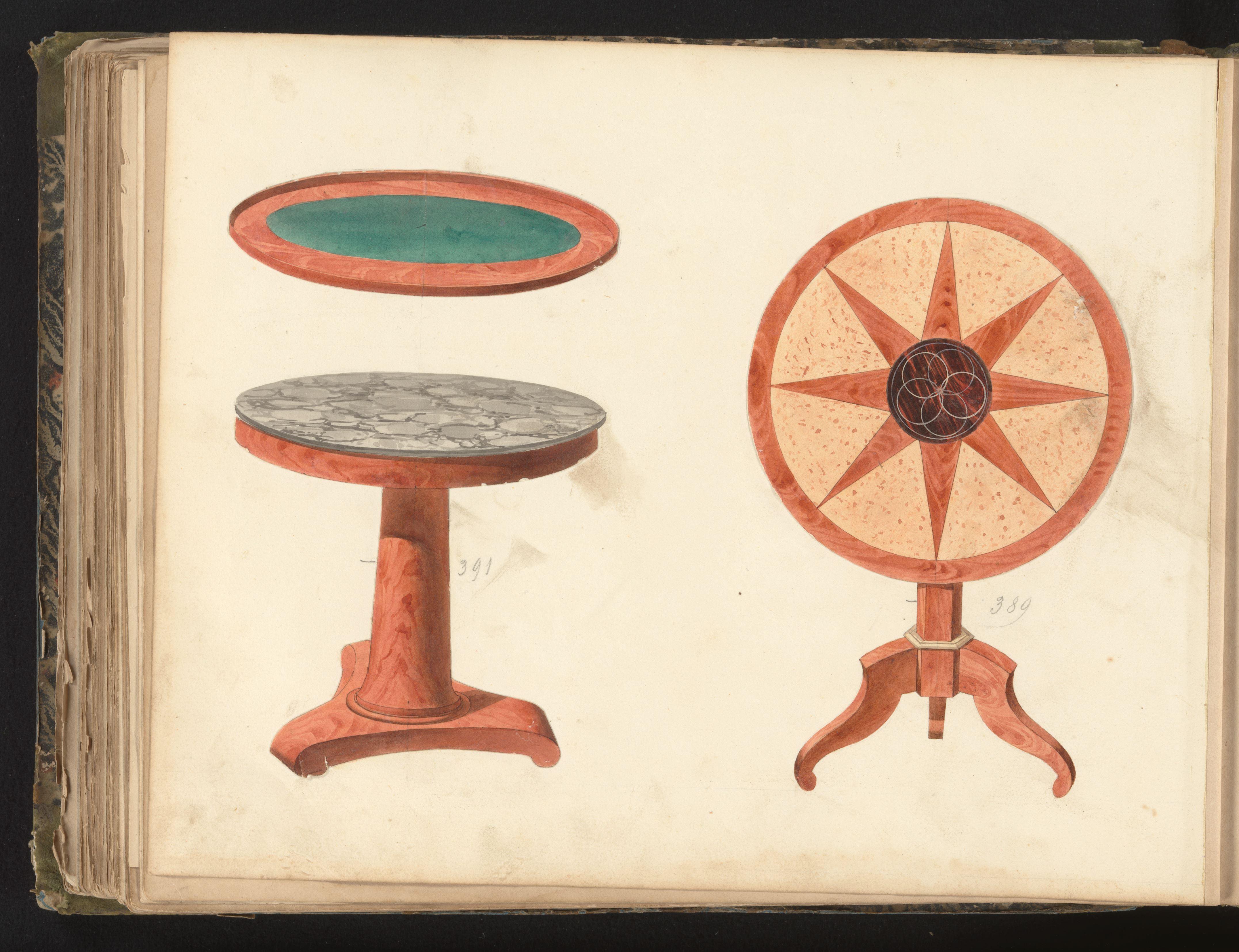 Ontwerp voor een gueridon en een tafel