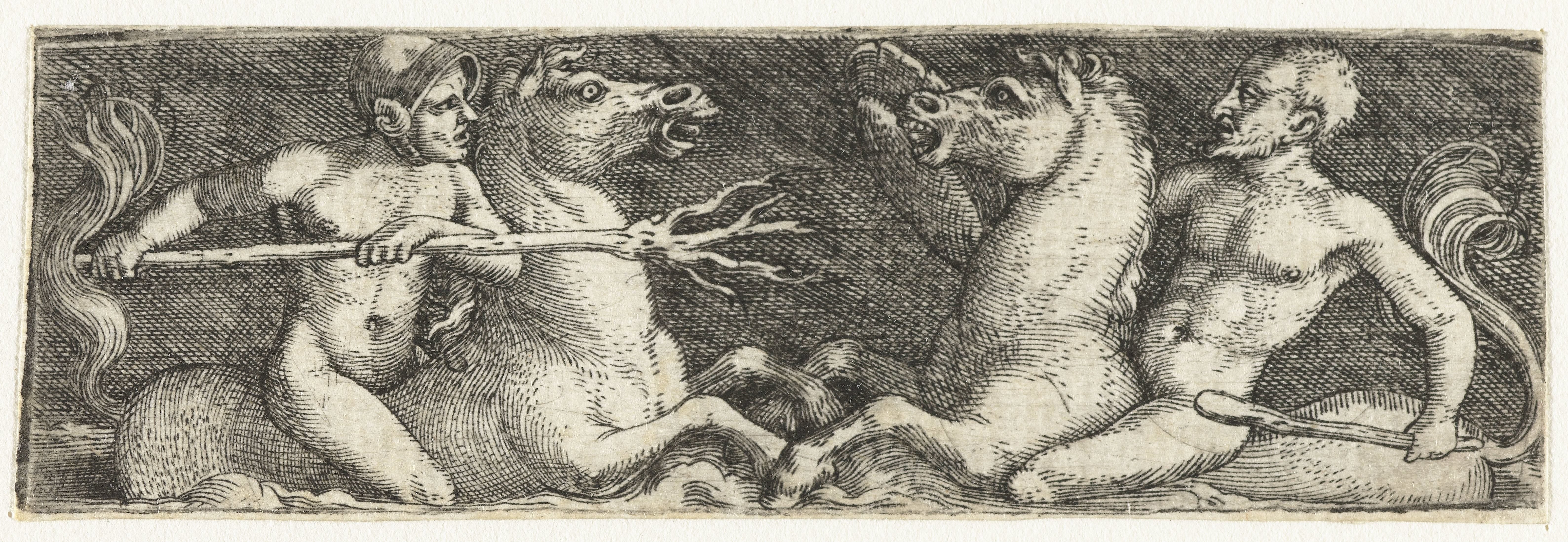 Twee vechtende tritons