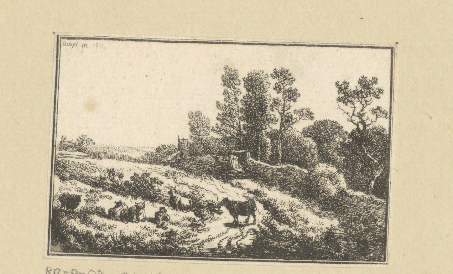 Landschap met herder en kudde runderen