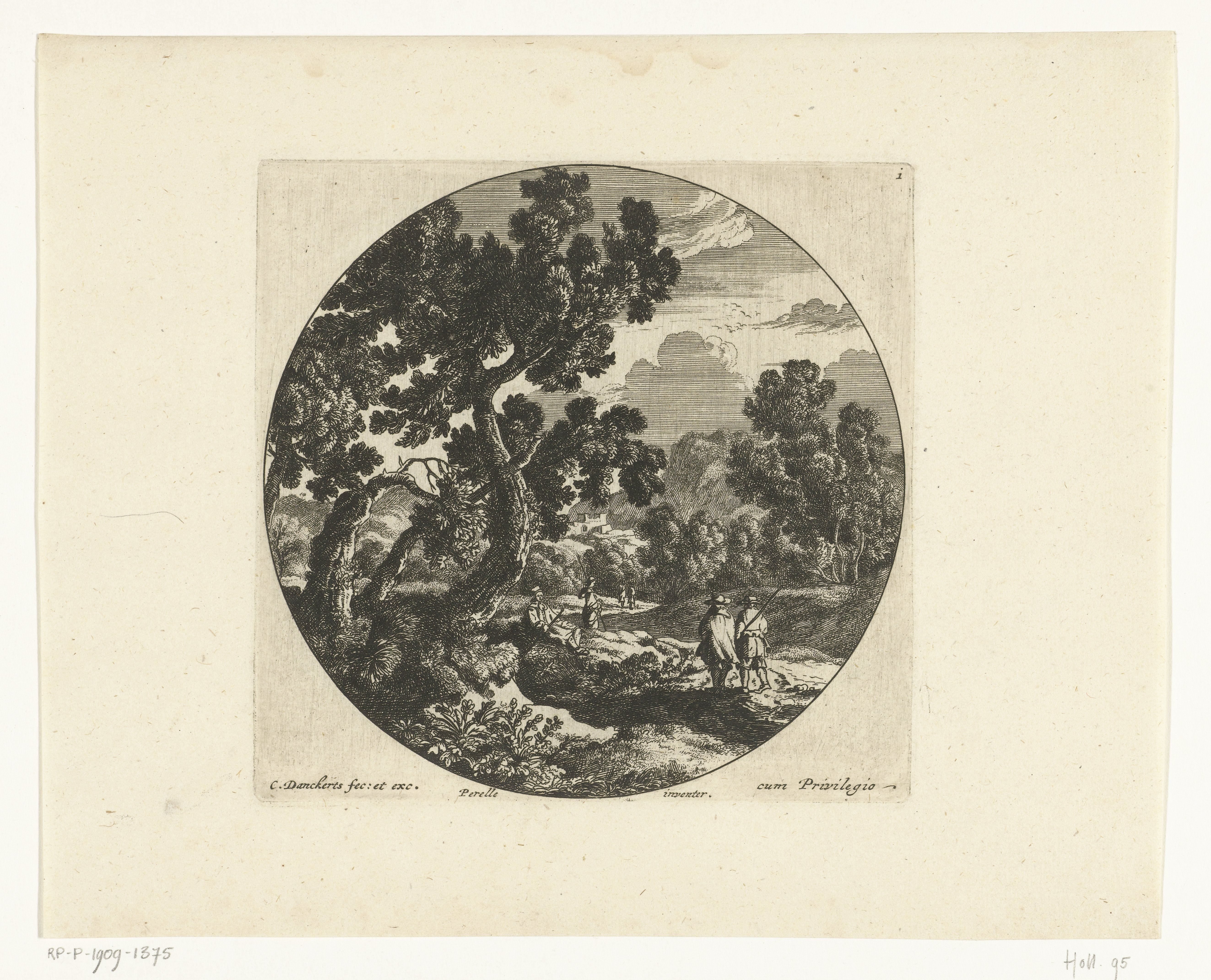 Zuidelijk landschap in rond kader