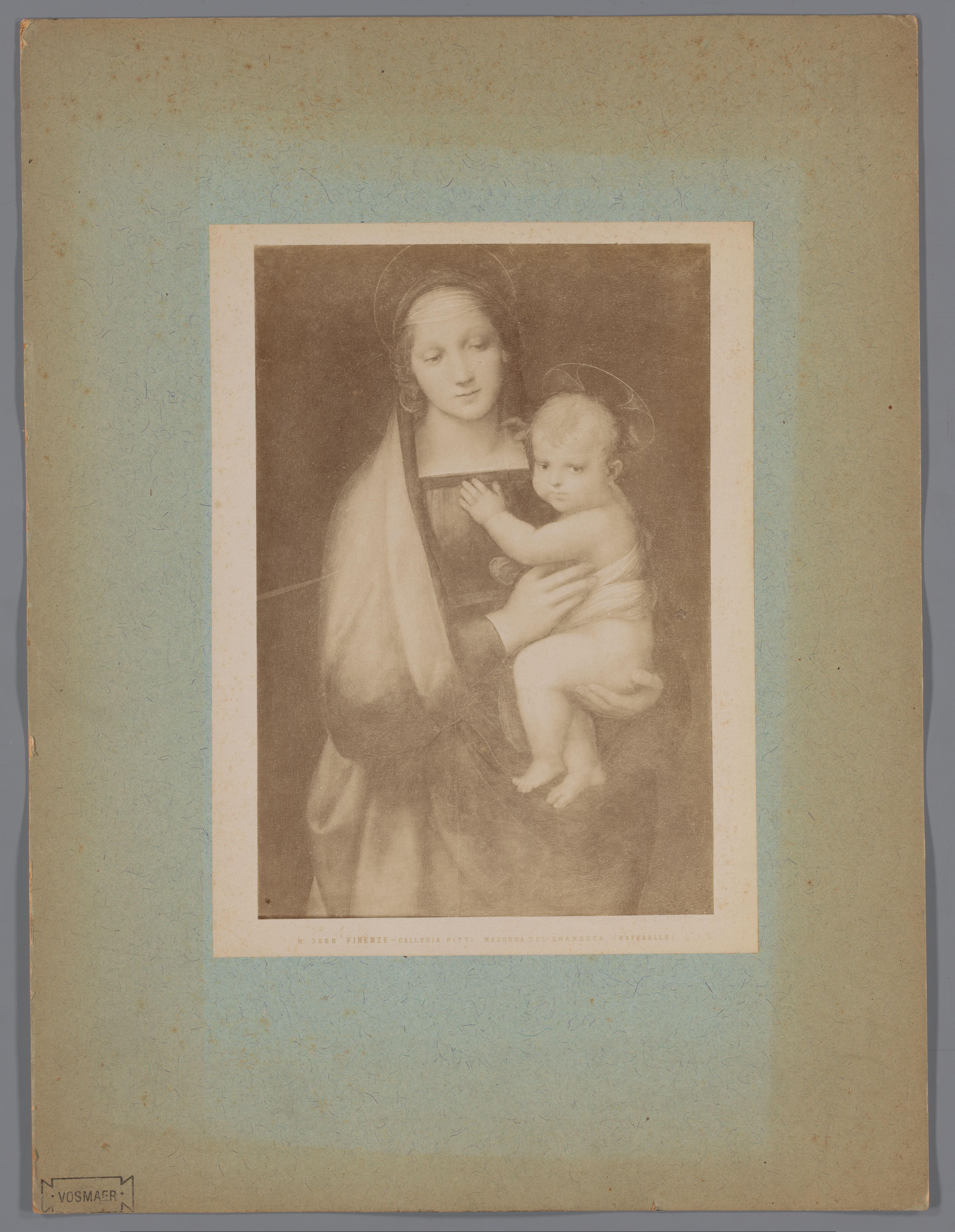 Fotoreproductie van schilderij Madonna del Granduca door Rafaël in de Galleria Pitti te Florence, Italië