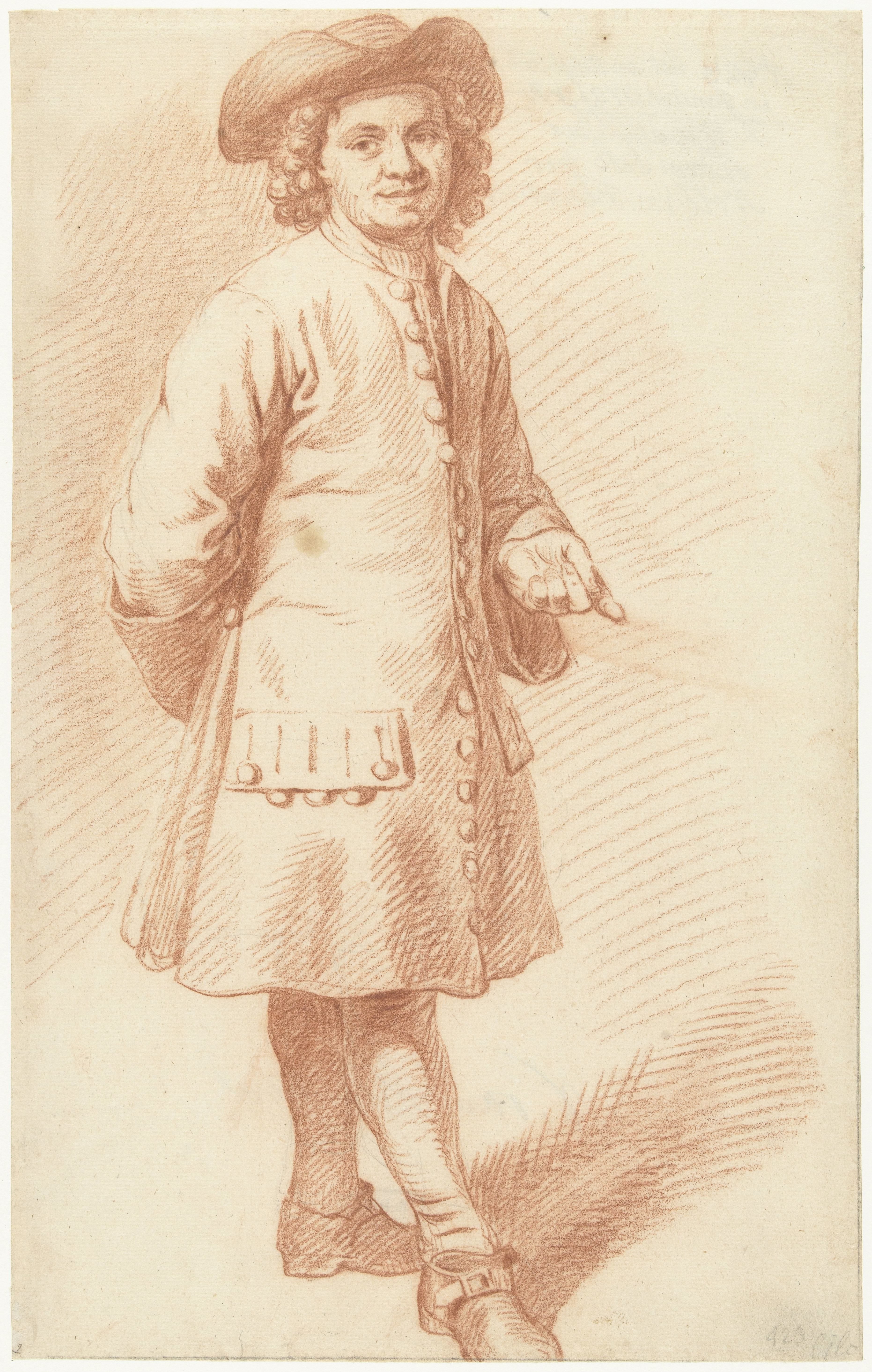 Portret van de kunstenaar Adam Silo, ten voeten uit