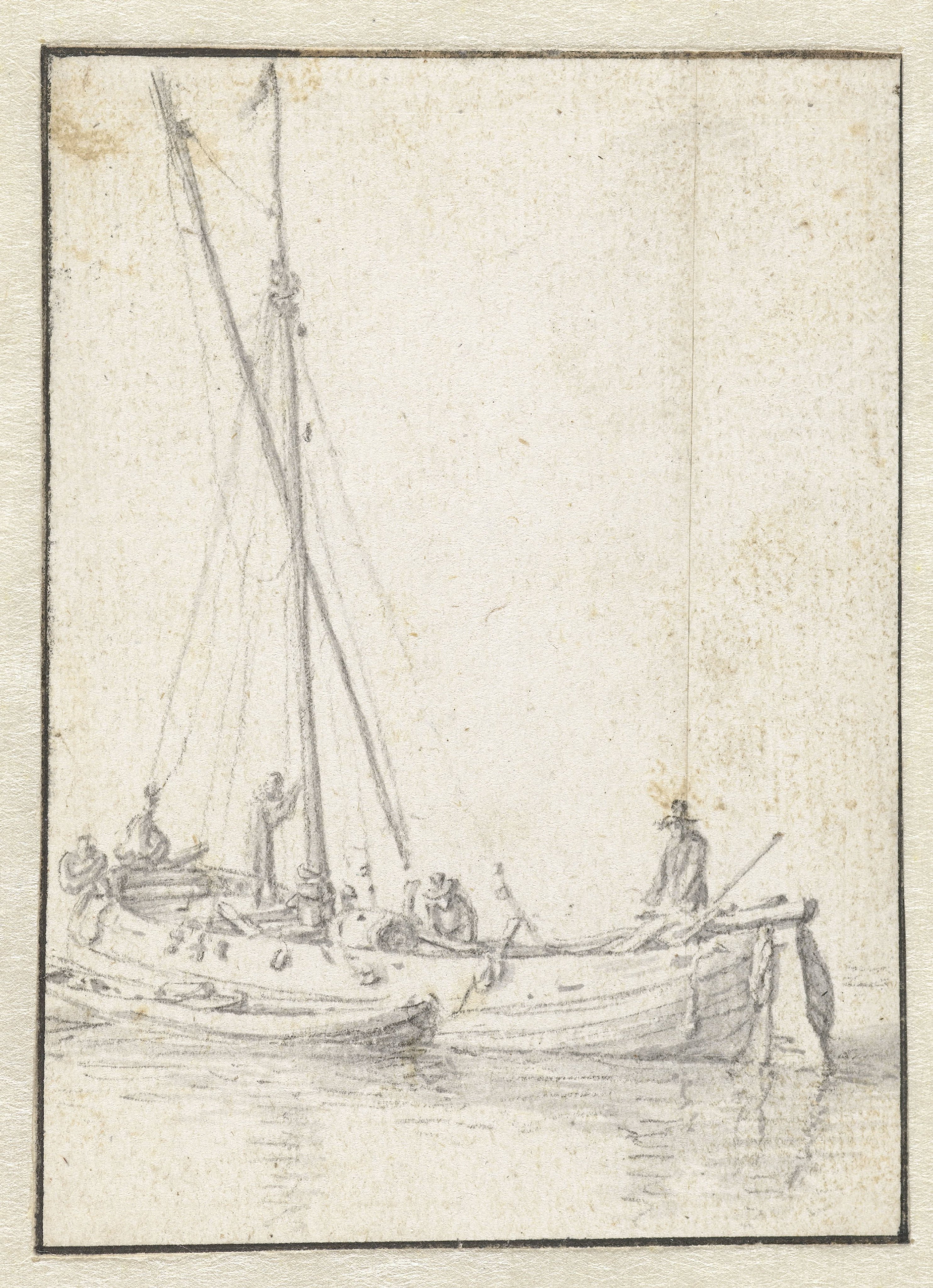Schip met een man aan het roer