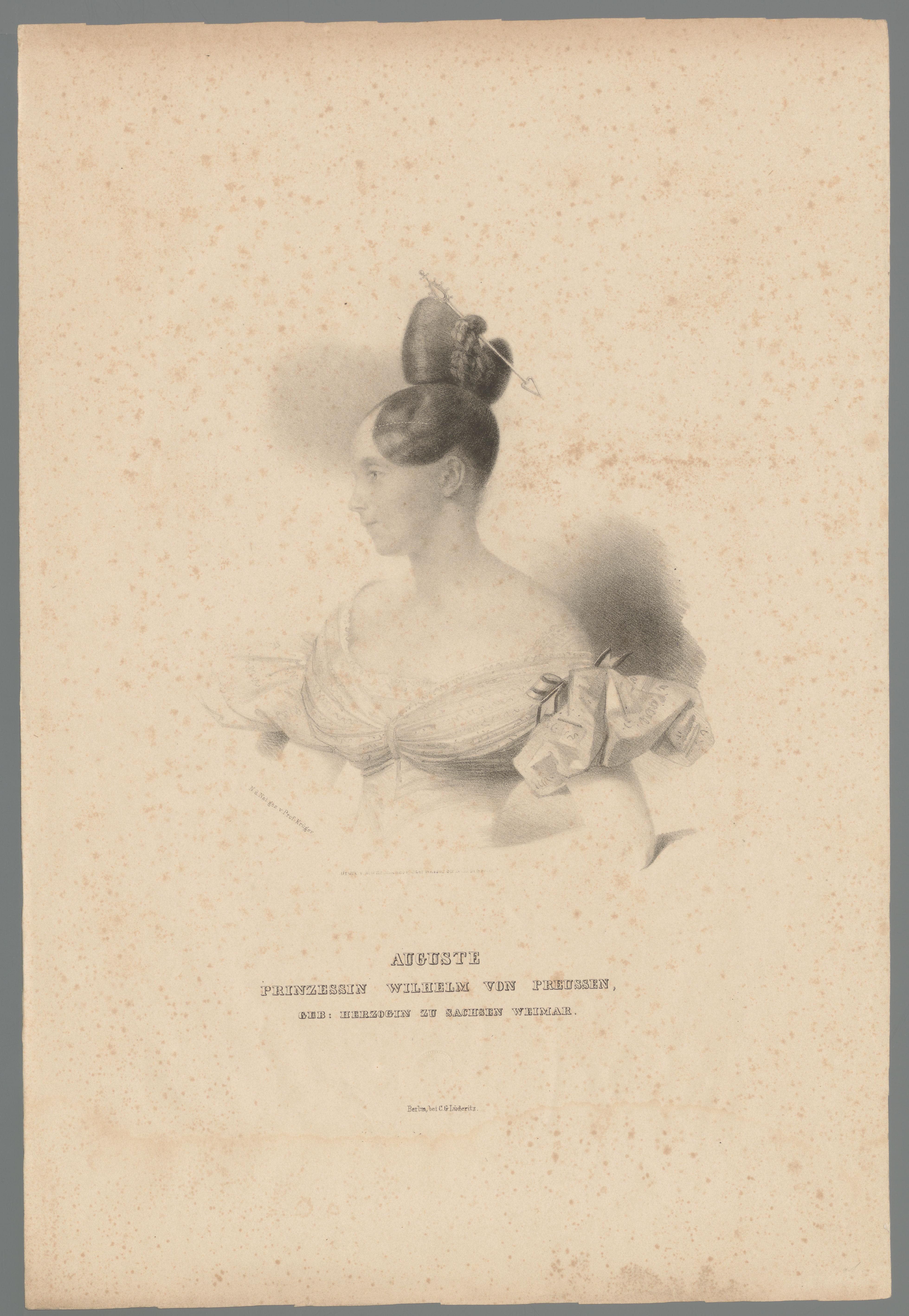 Portret van Augusta van Saksen-Weimar-Eisenach