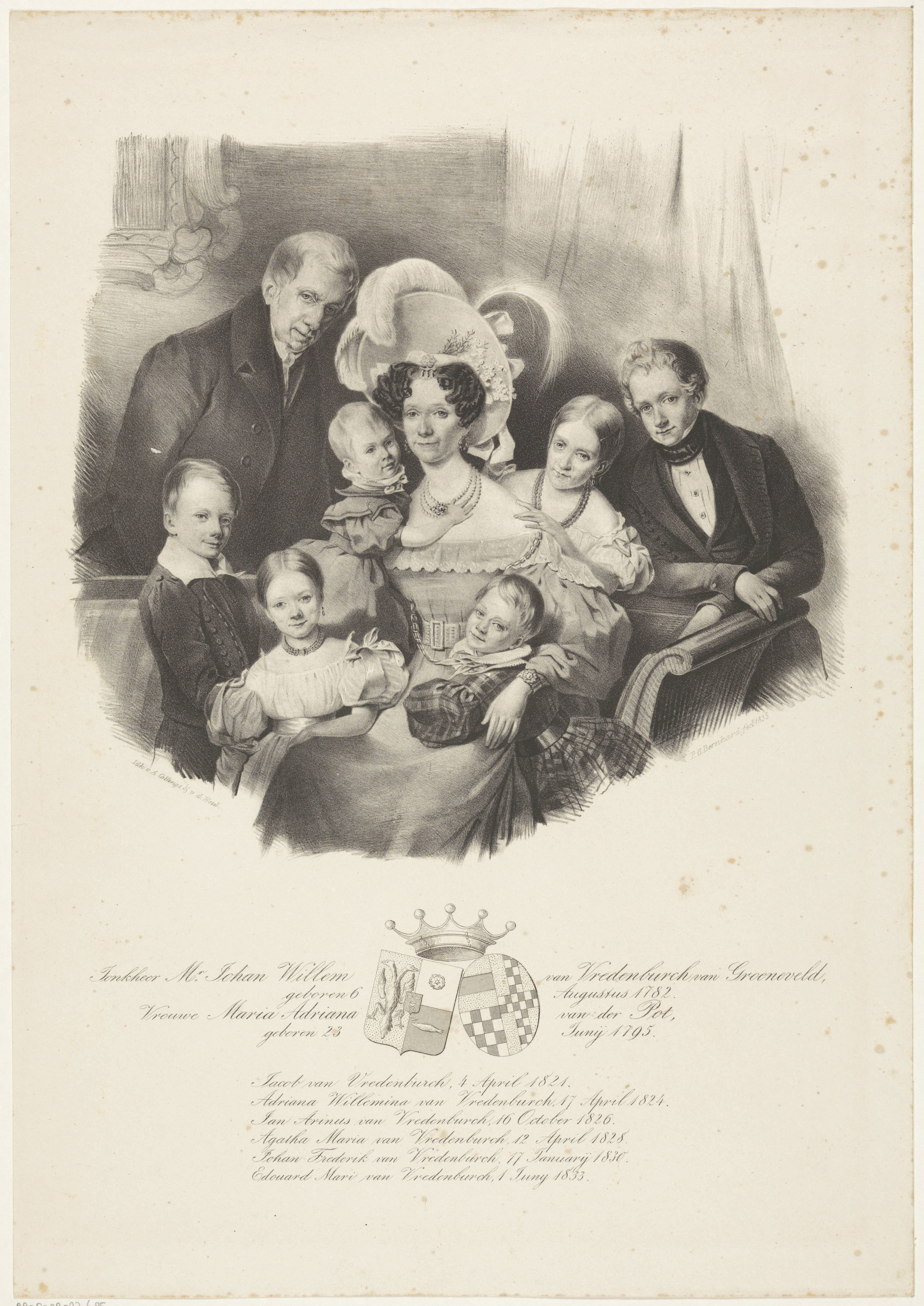 Het gezin va Johan Willem van Vredenburch van Groeneveld en zijn vrouw Maria Adriana van der Pot