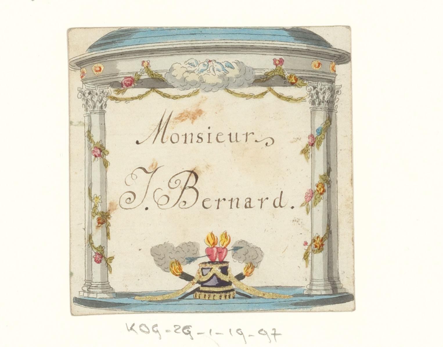 Naamkaartje voor dhr. J. Bernard