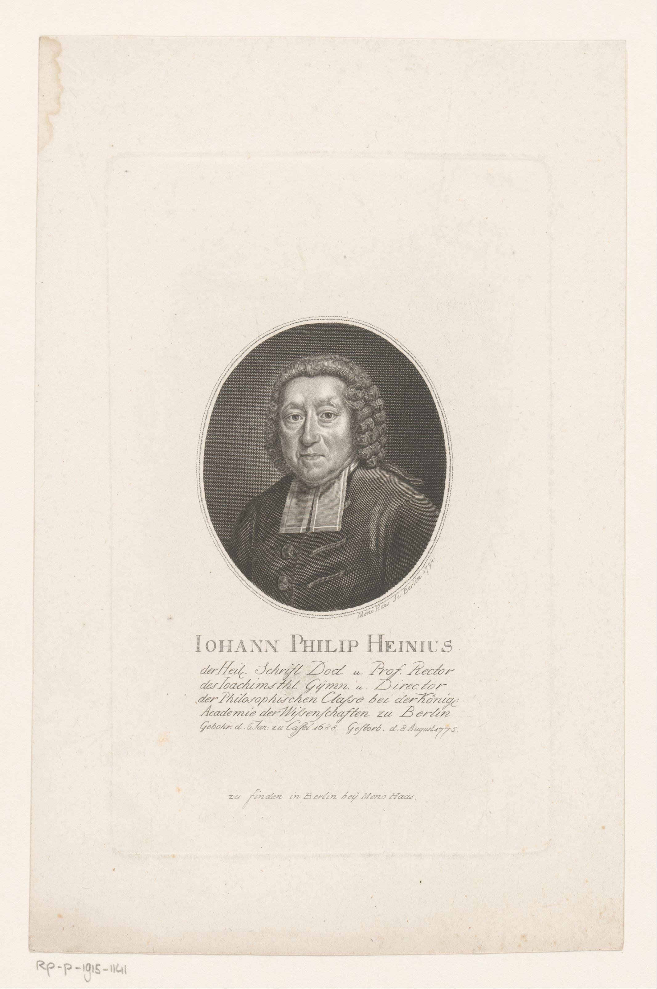 Portret van Johann Philipp Hein