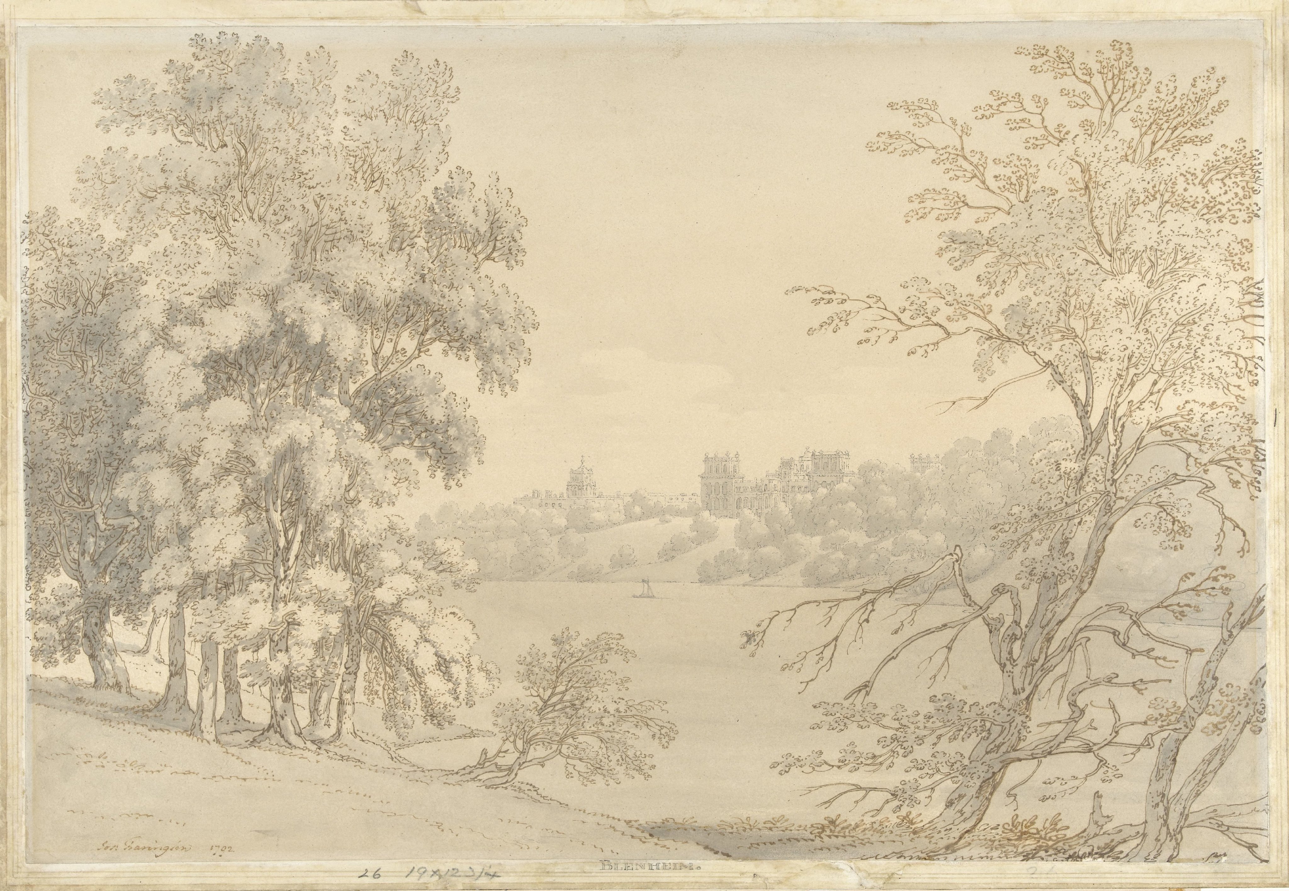 Gezicht op Blenheim Palace over het meer Blenheim