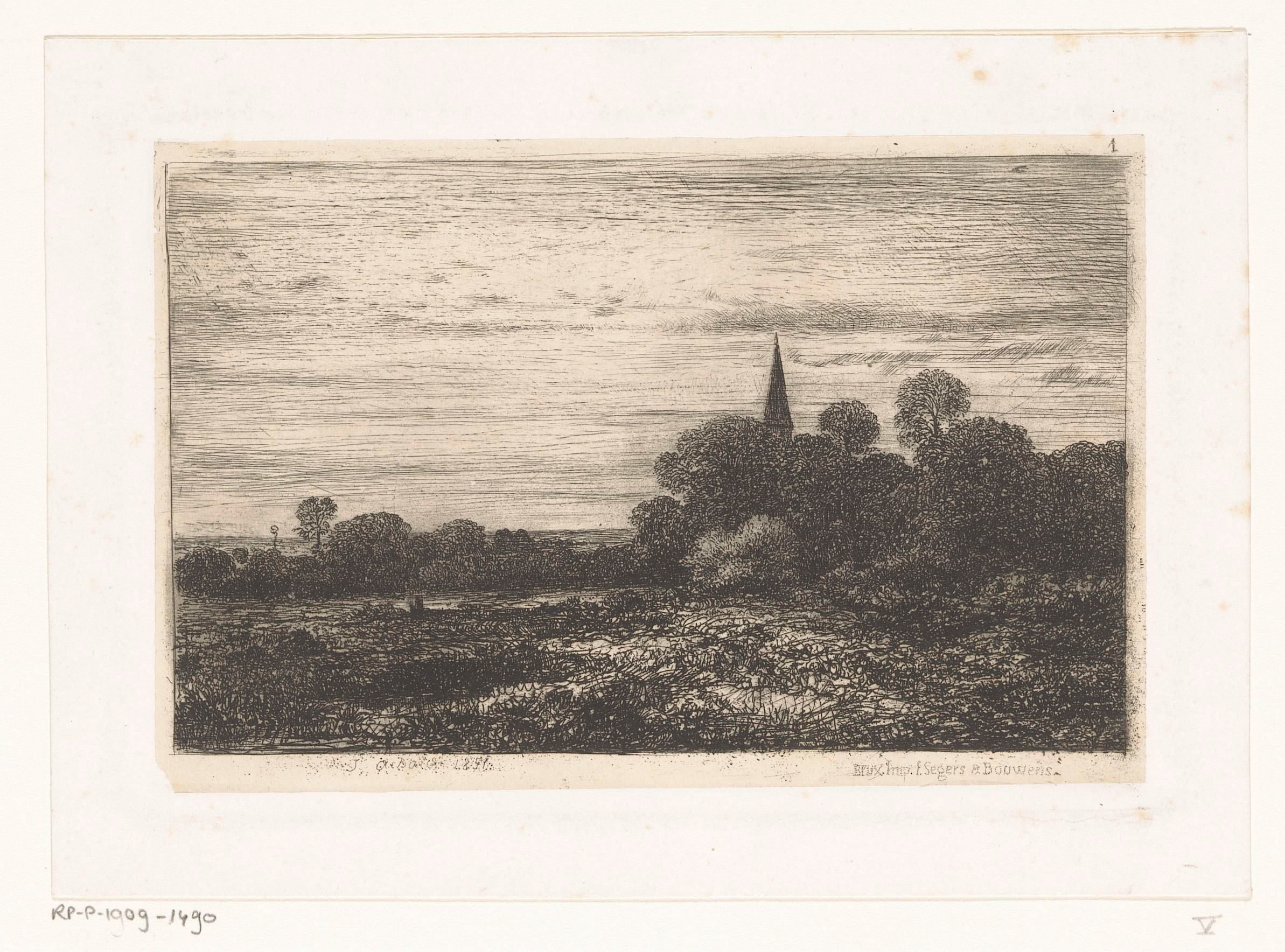 Landschap met kerktoren