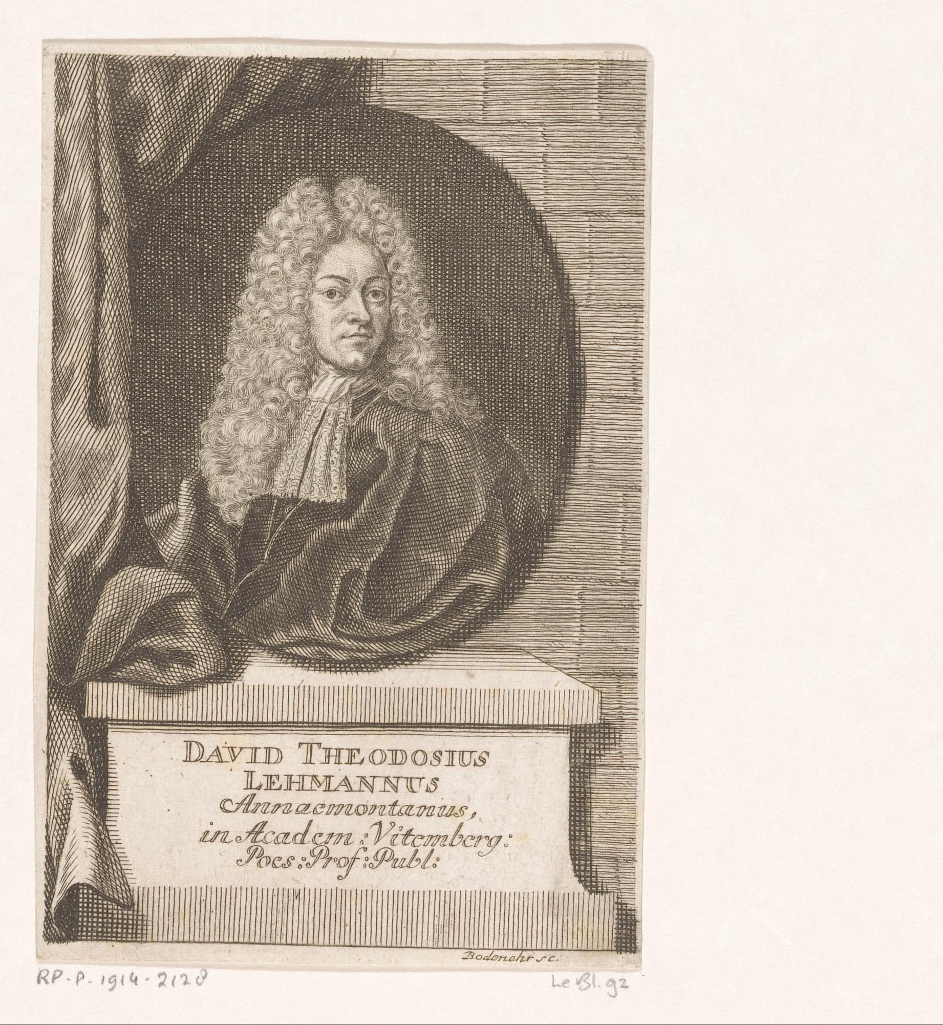 Portret van David Theodosius Lehmann