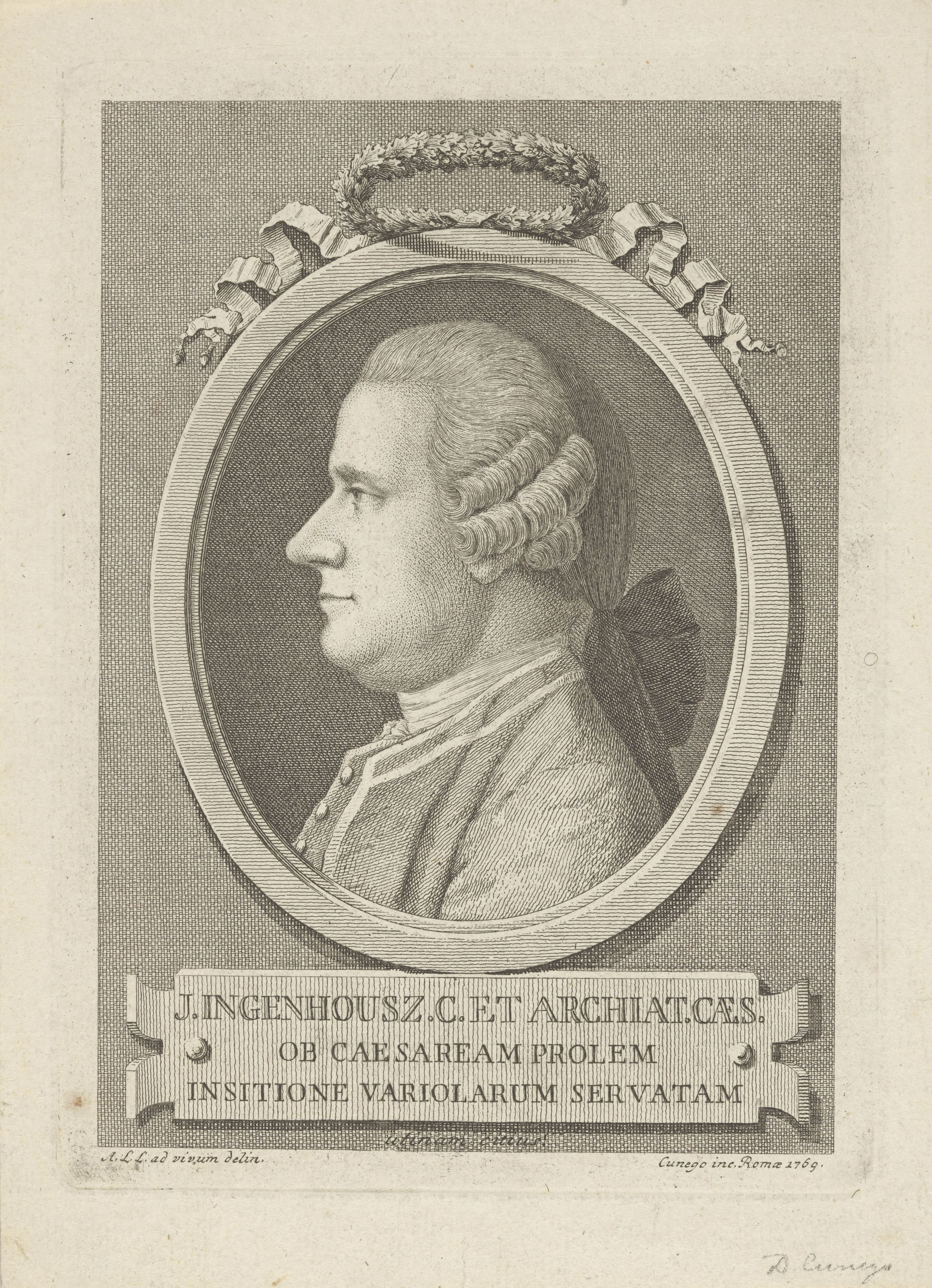 Portret van bioloog en arts Jan Ingenhousz