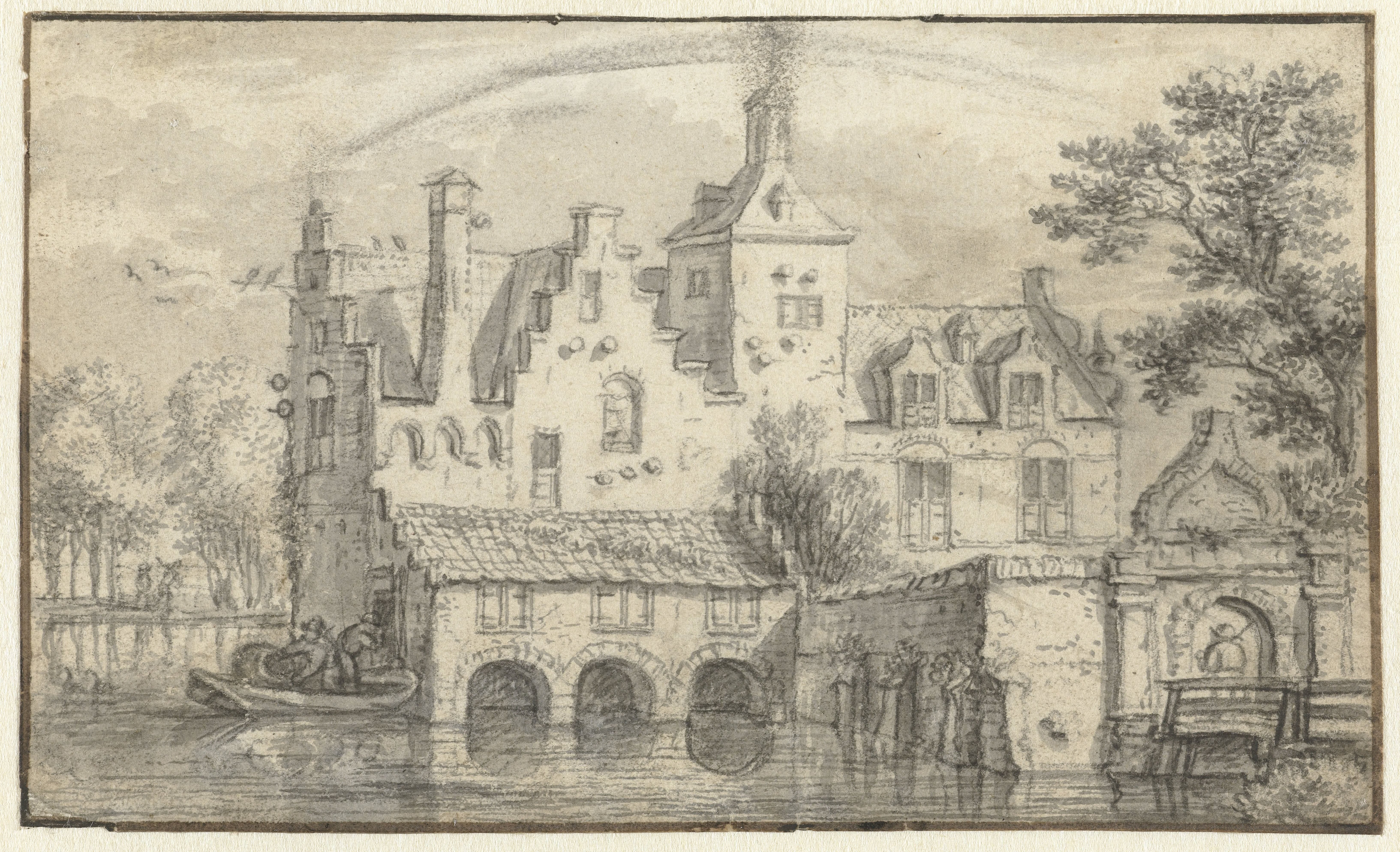 View of a Castle Surrounded by Water