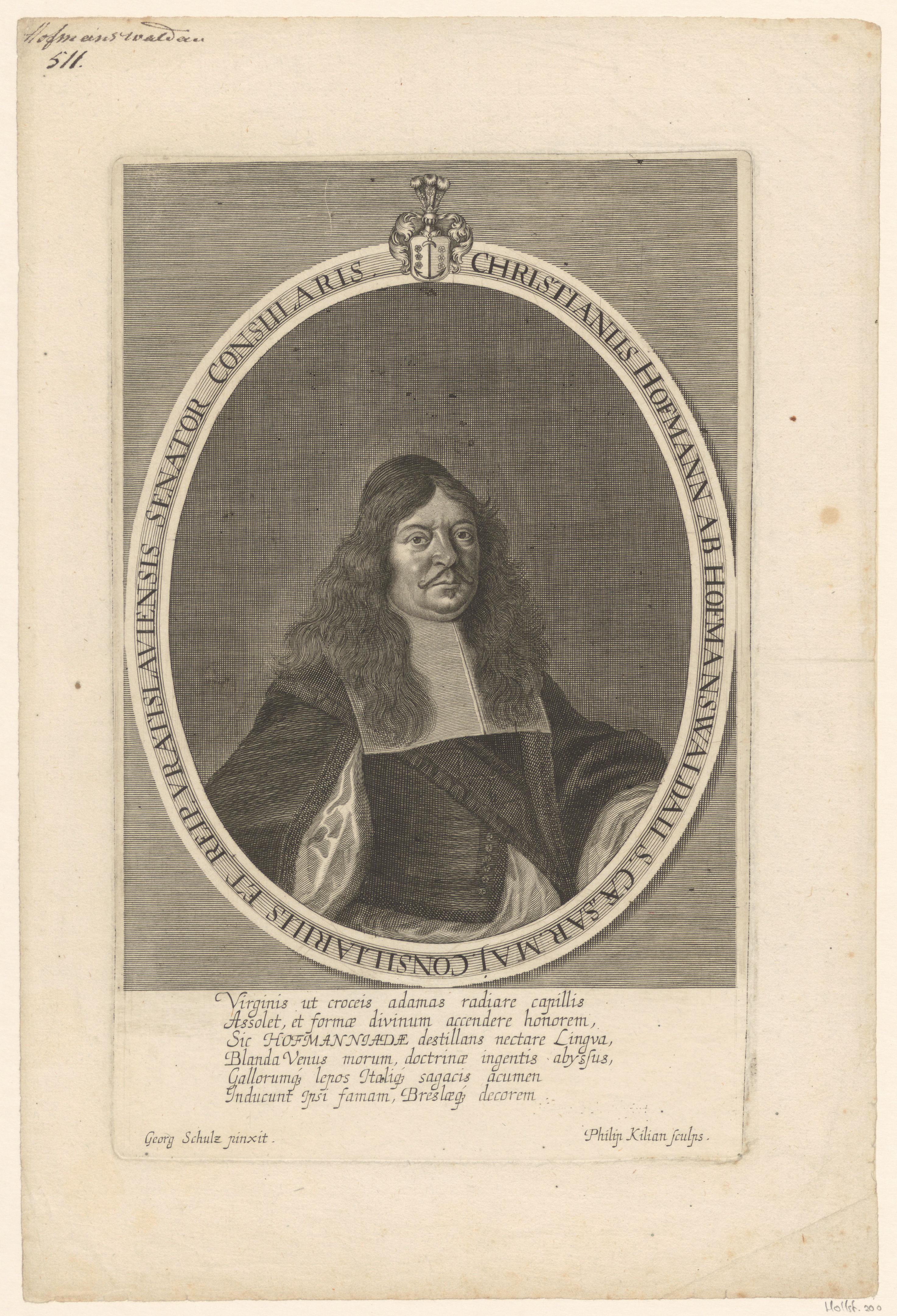 Portret van Christian Hofmann von Hofmannswaldau