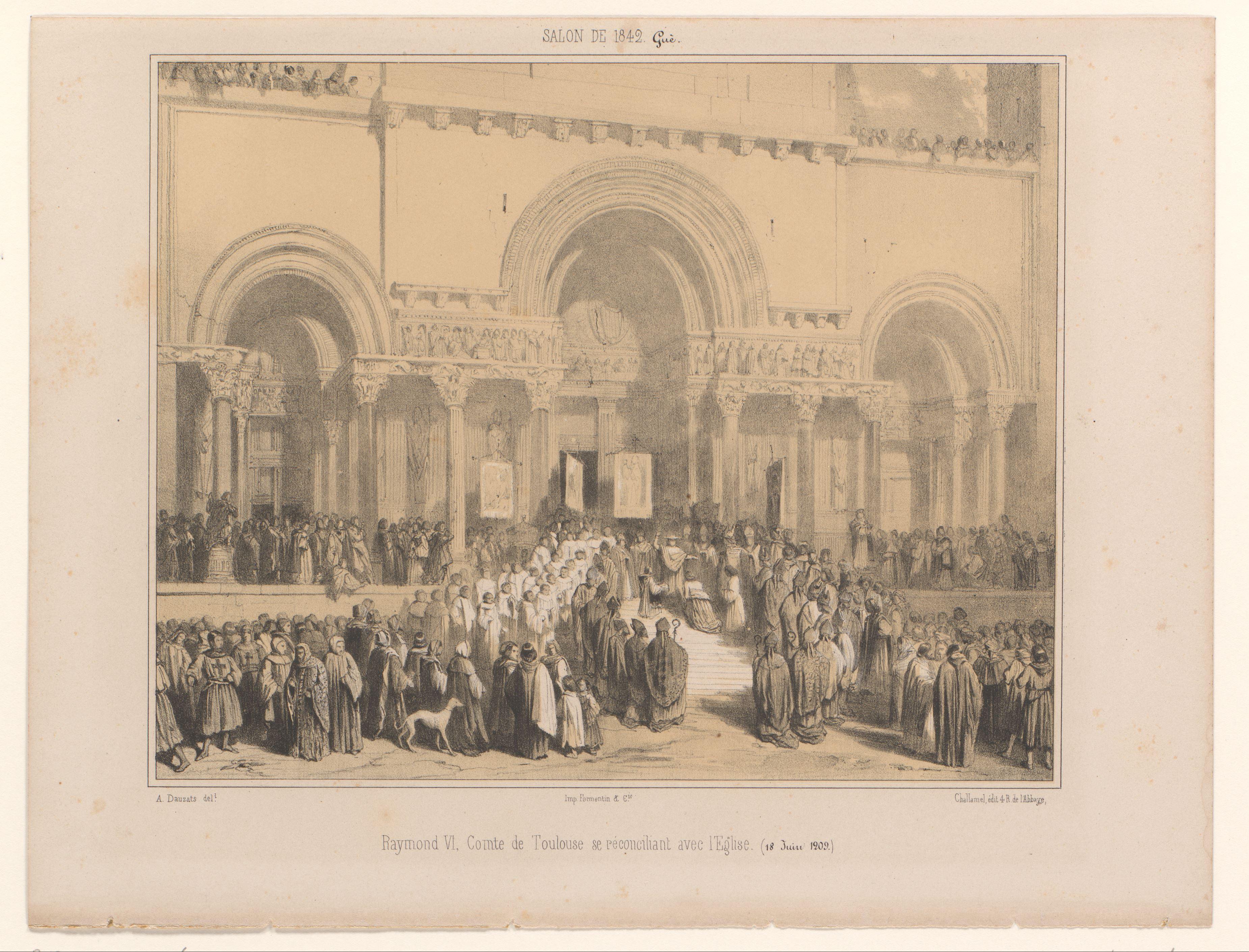 Paus Innocentius III ontheft Raymond VI van Toulouse van de excommunicatie