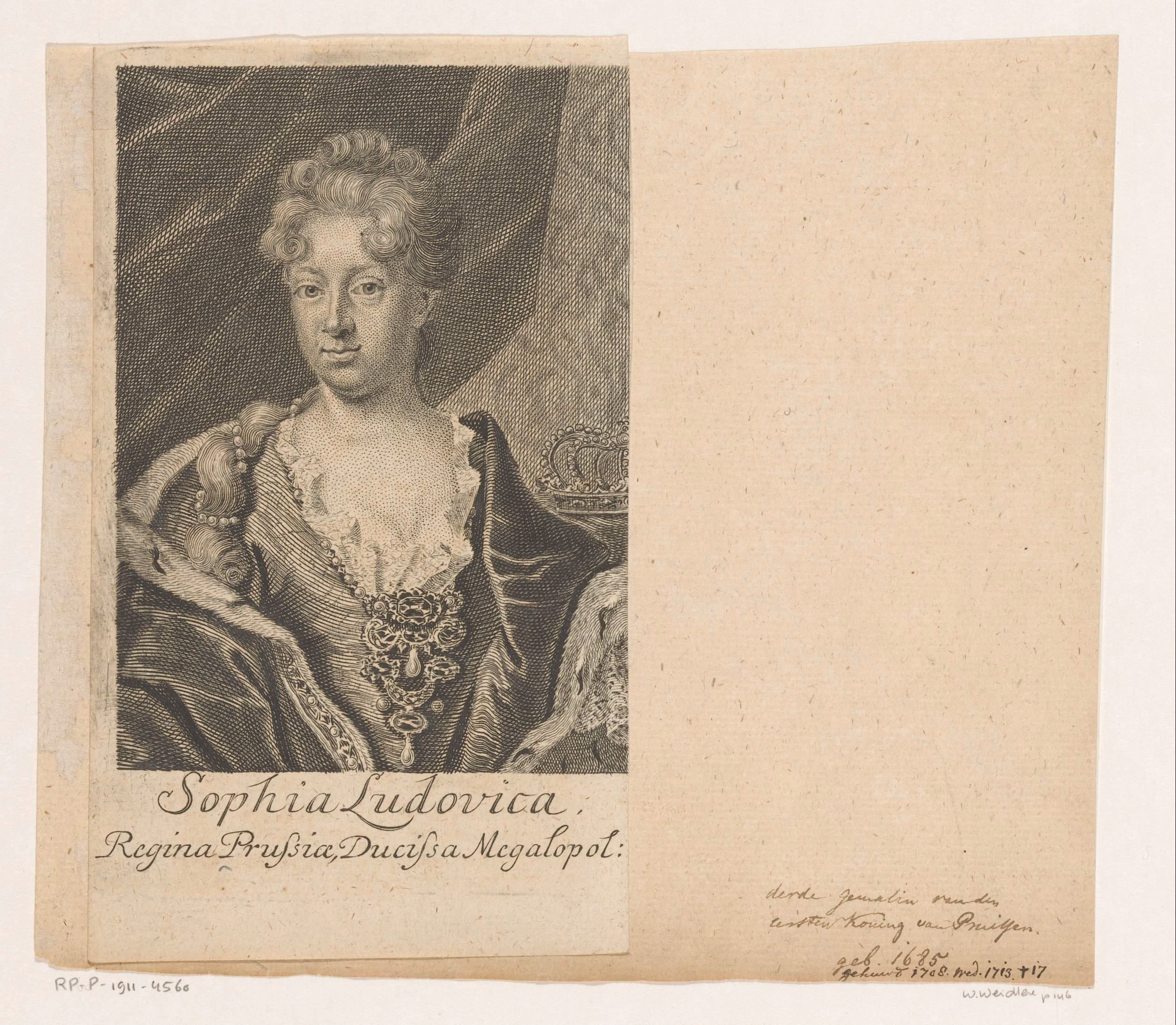 Portret van Sophie Luise von Mecklenburg-Schwerin, koningin van Pruisen