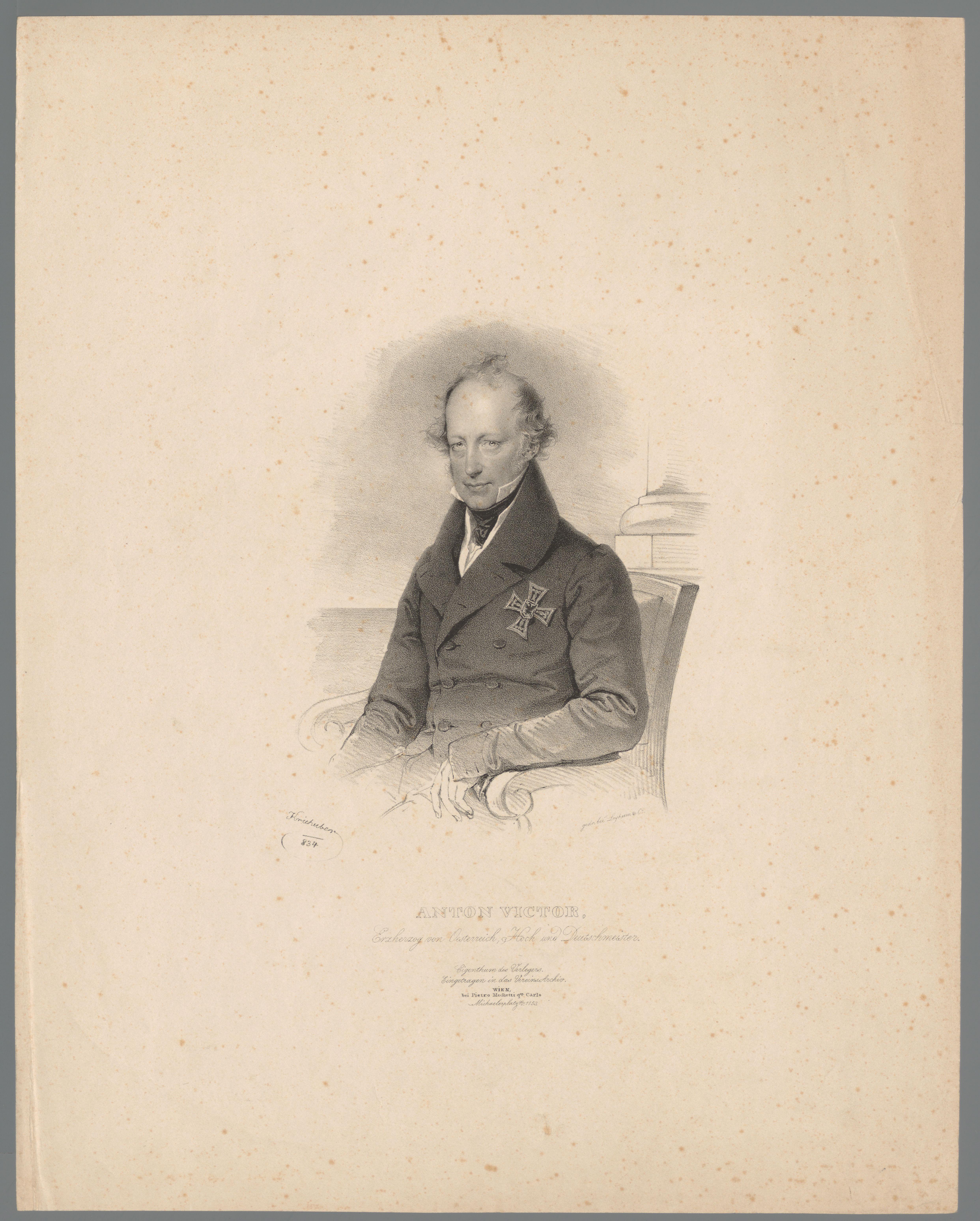 Portret van Anton Victor aartshertog van Oostenrijk