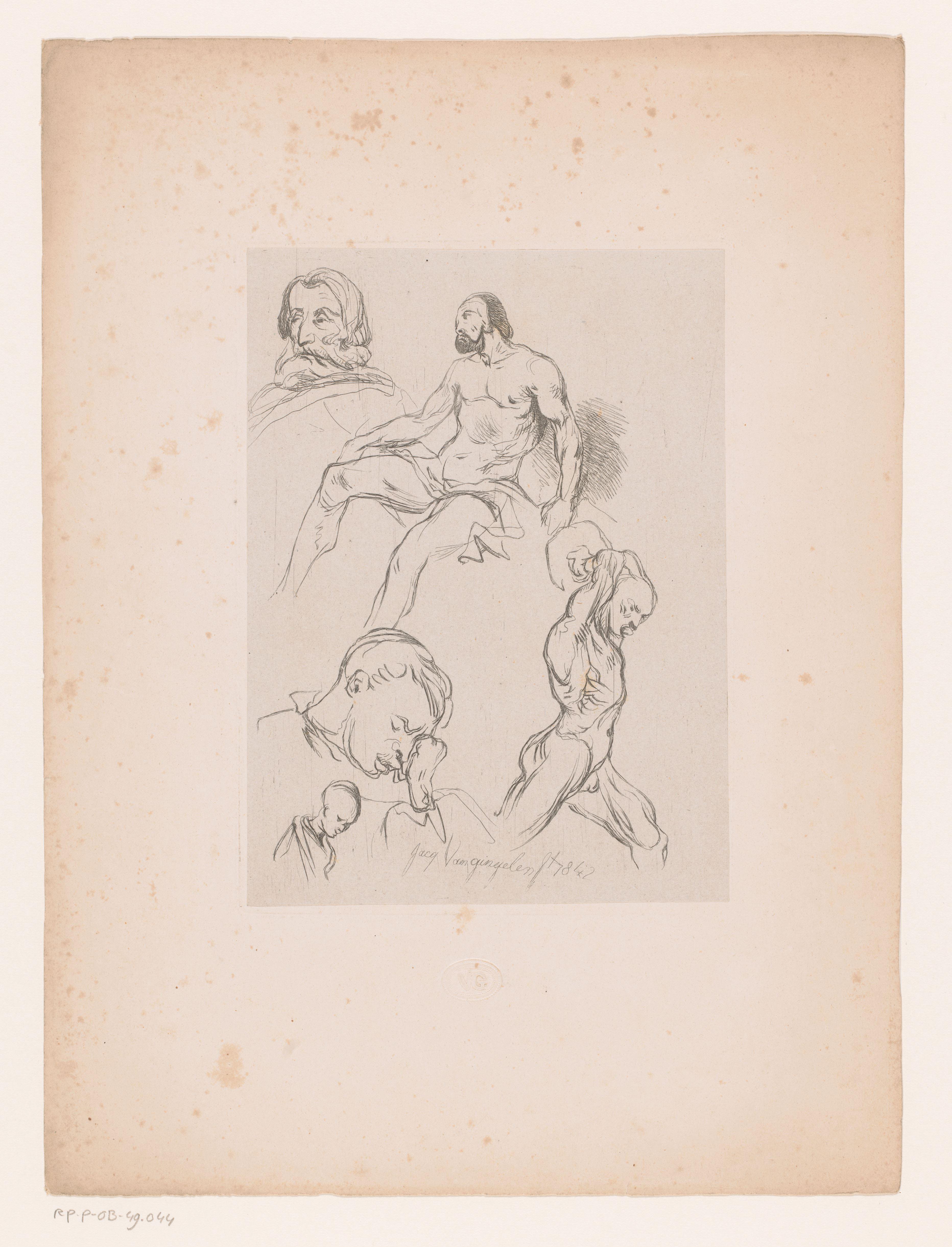 Studies van mannenfiguren en hoofden