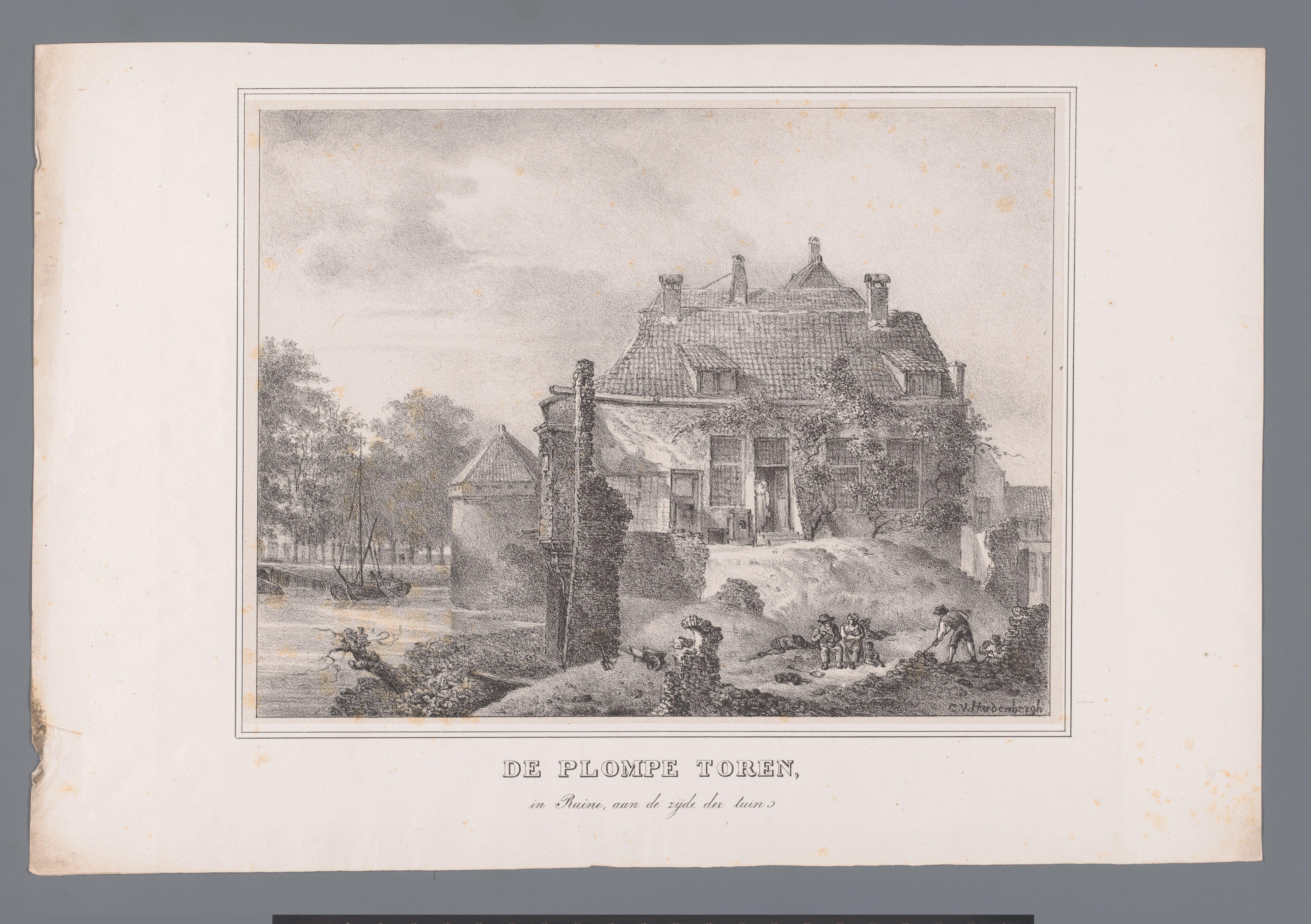 Plompetoren in Utrecht als ruine