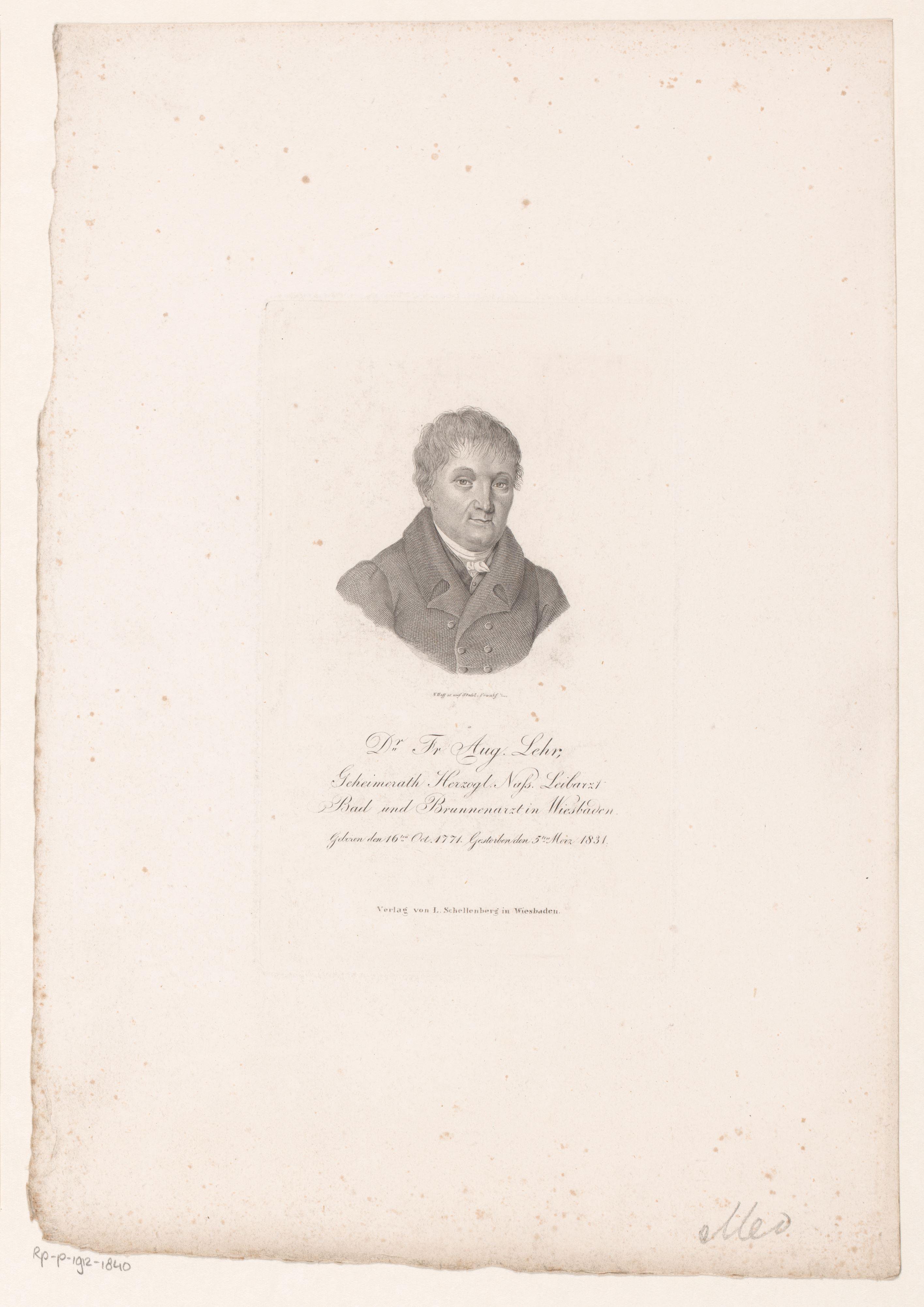 Portret van Friedrich August Lehr