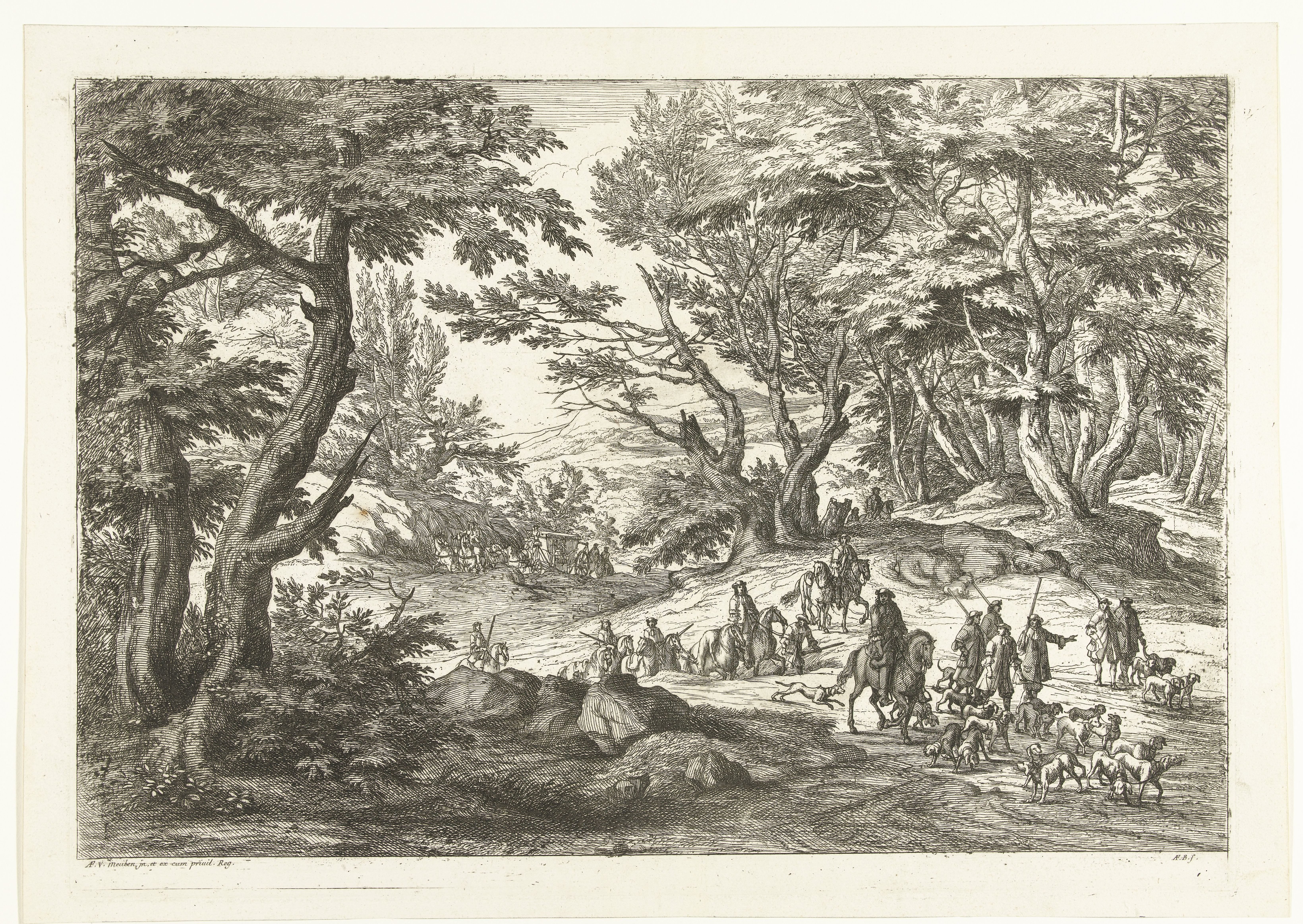 Landschap met jachtpartij