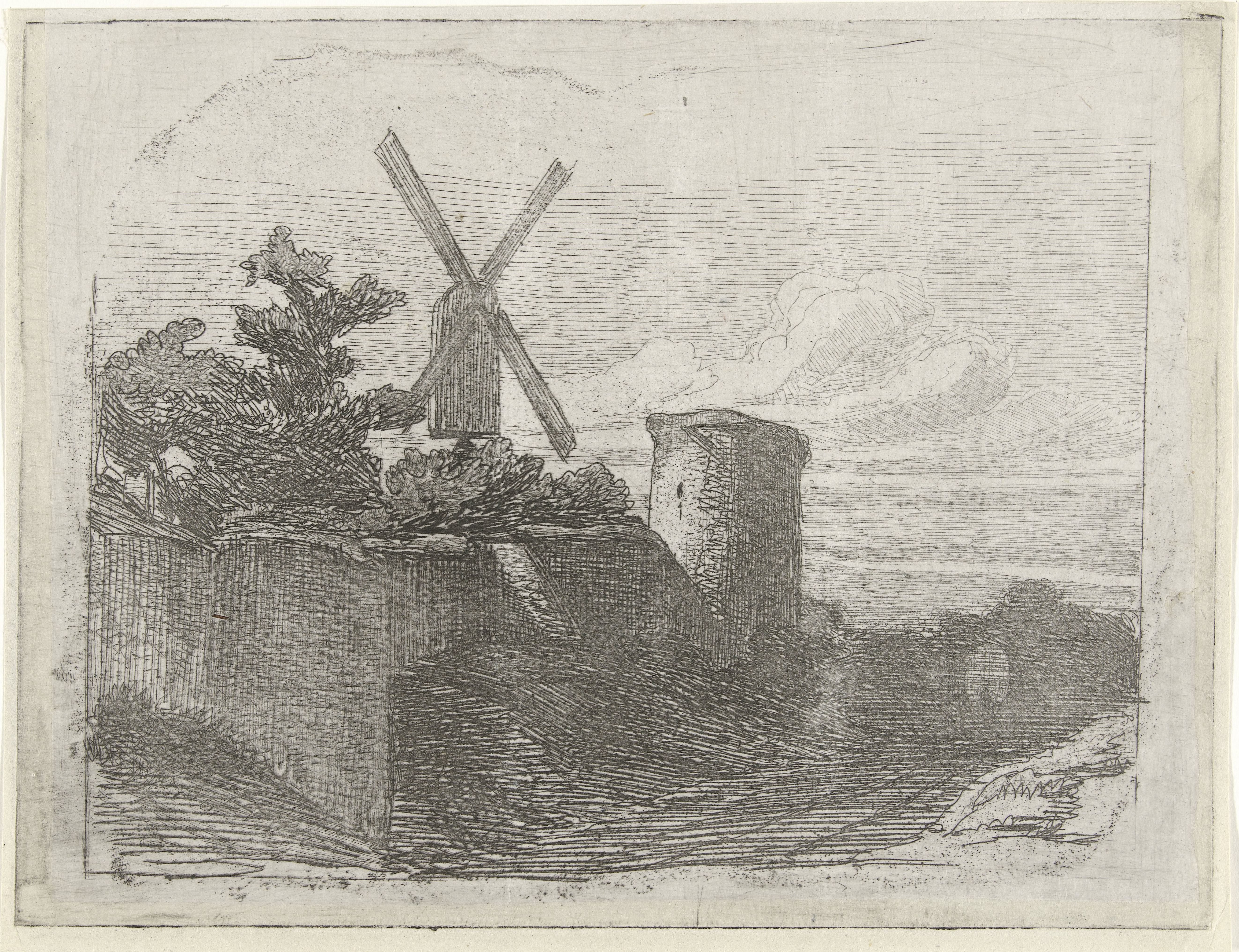 Ruïne met molen