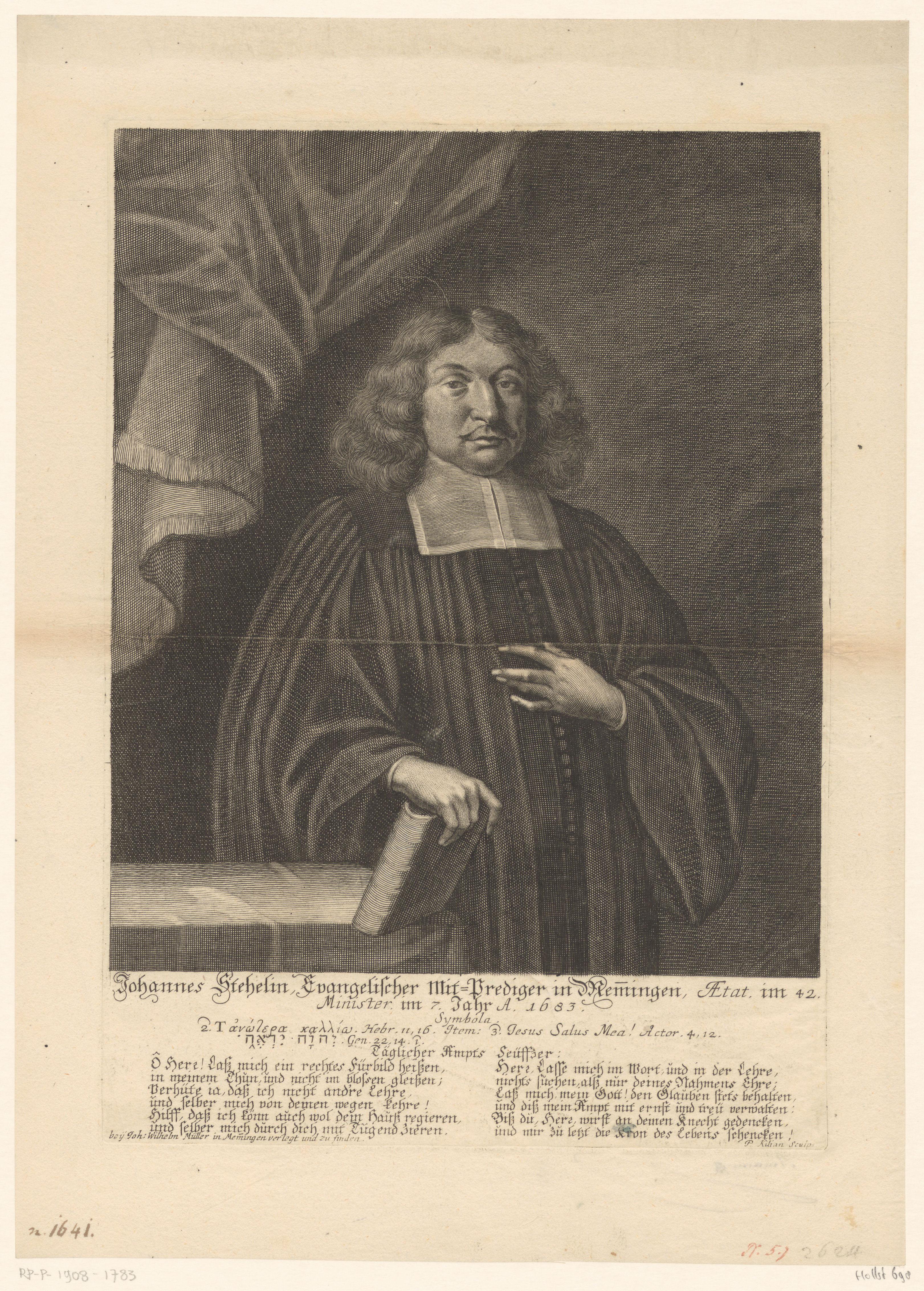 Portret van Johannes Stehelin op 42-jarige leeftijd