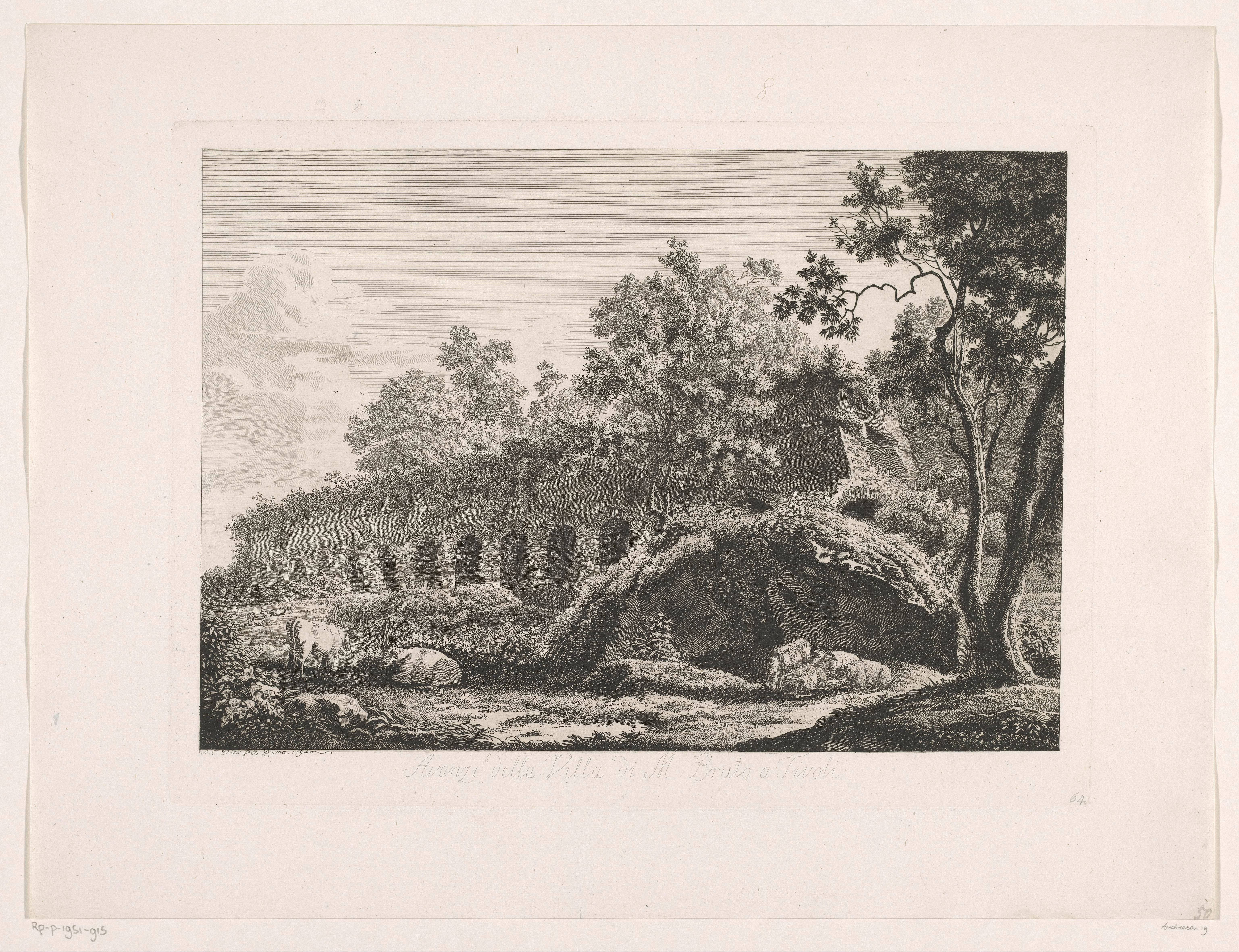 Gezicht op de ruïnes van de villa van Brutus in Tivoli