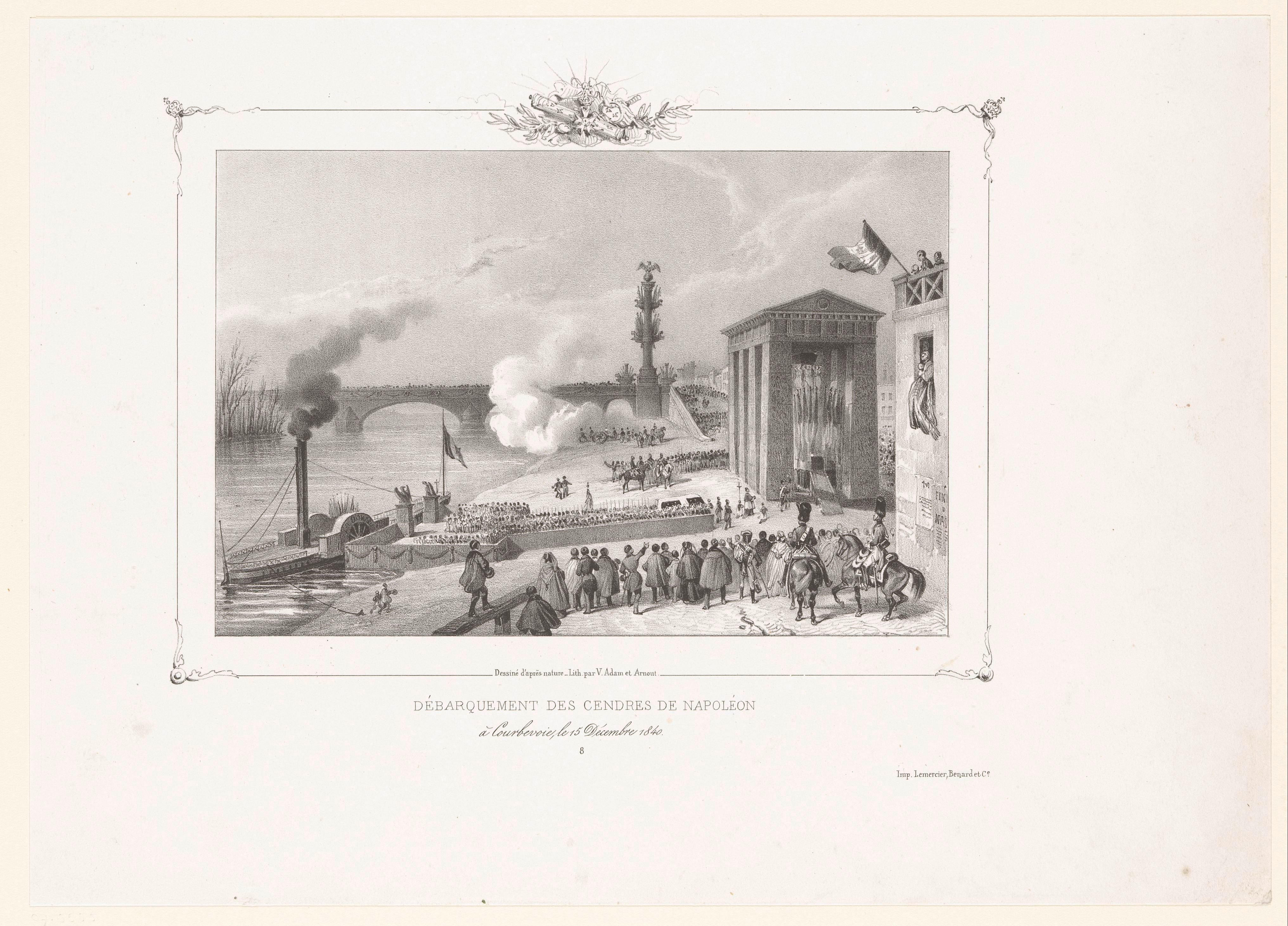 Napoleons stoffelijk overschot wordt ontscheept bij Courbevoie
