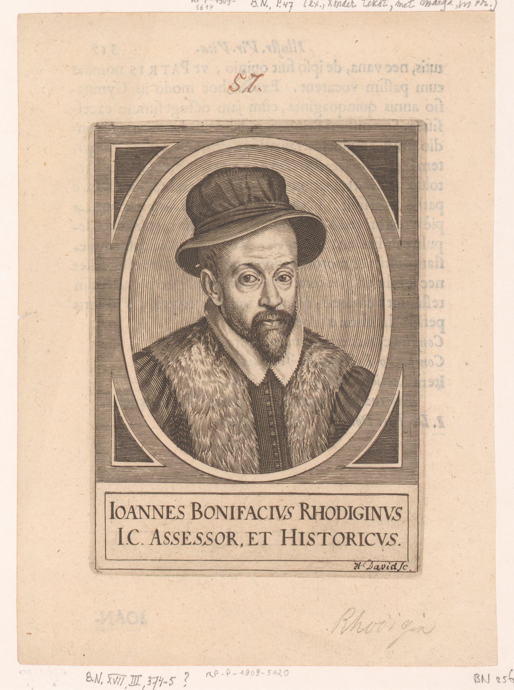 Portret van Johannes Bonifacius Rhodiginus