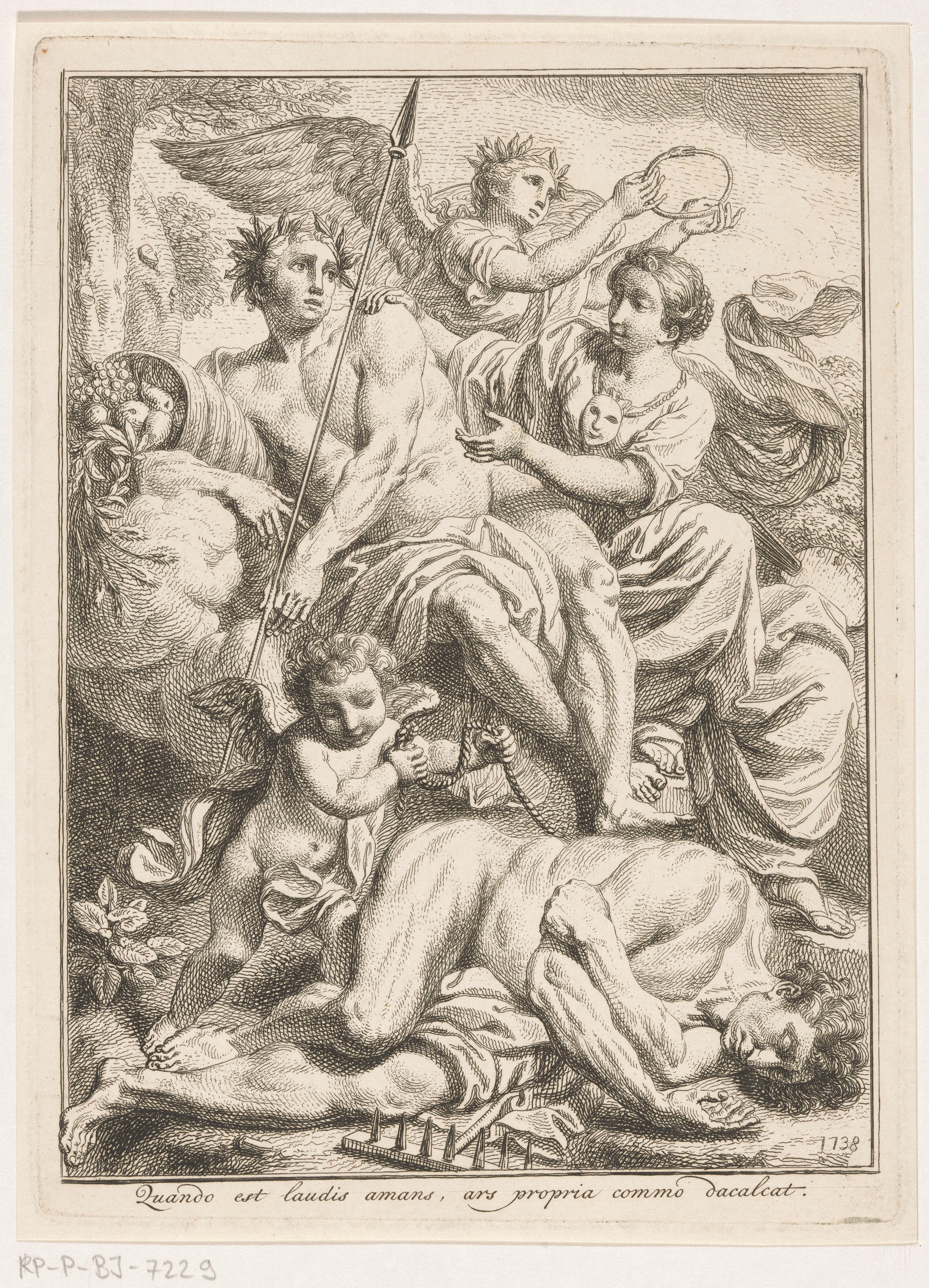 Allegorische voorstelling met de Schilderkunst die gekroond wordt door de Eeuwigheid