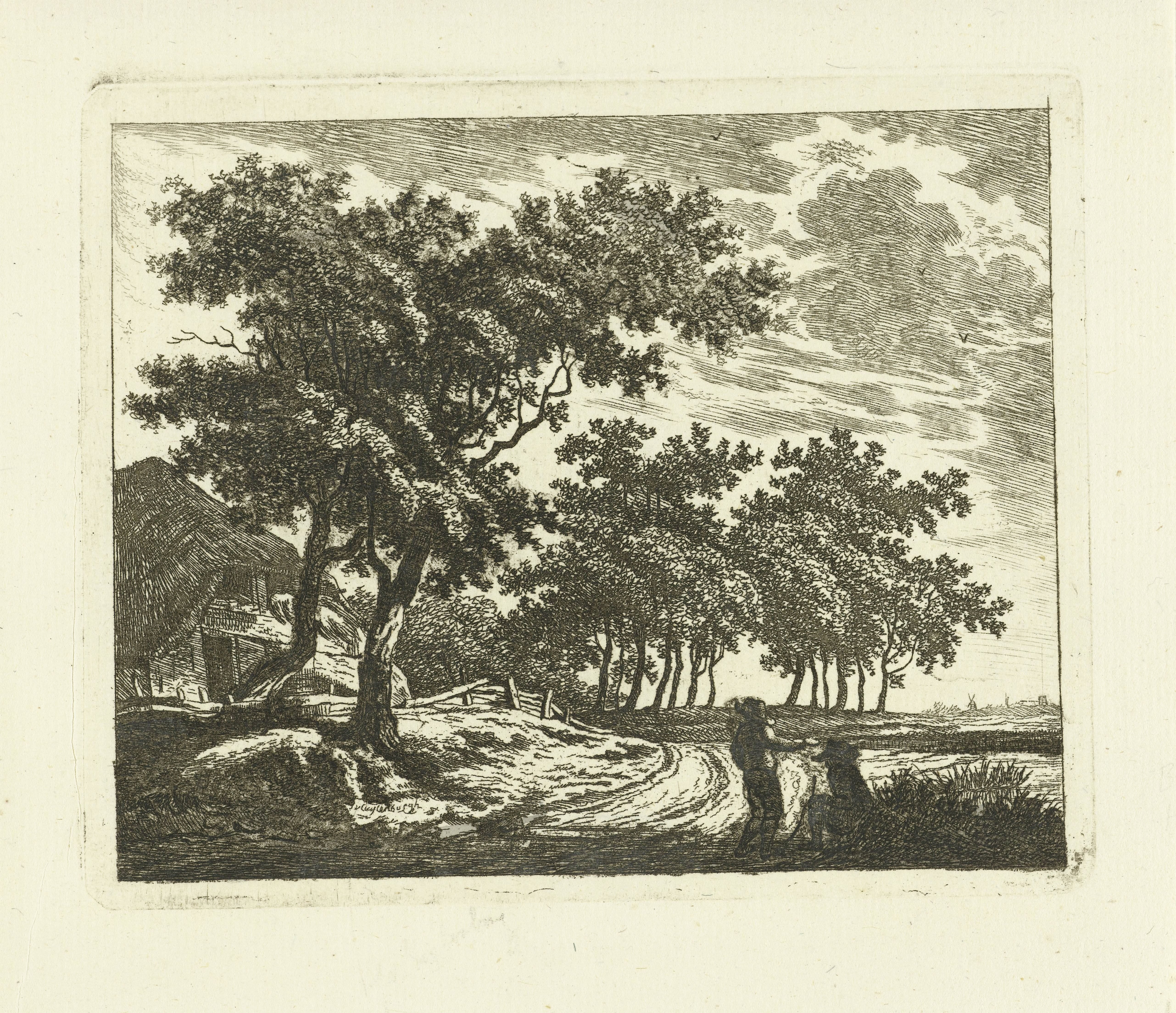 Landschap met boerderij aan zandweg
