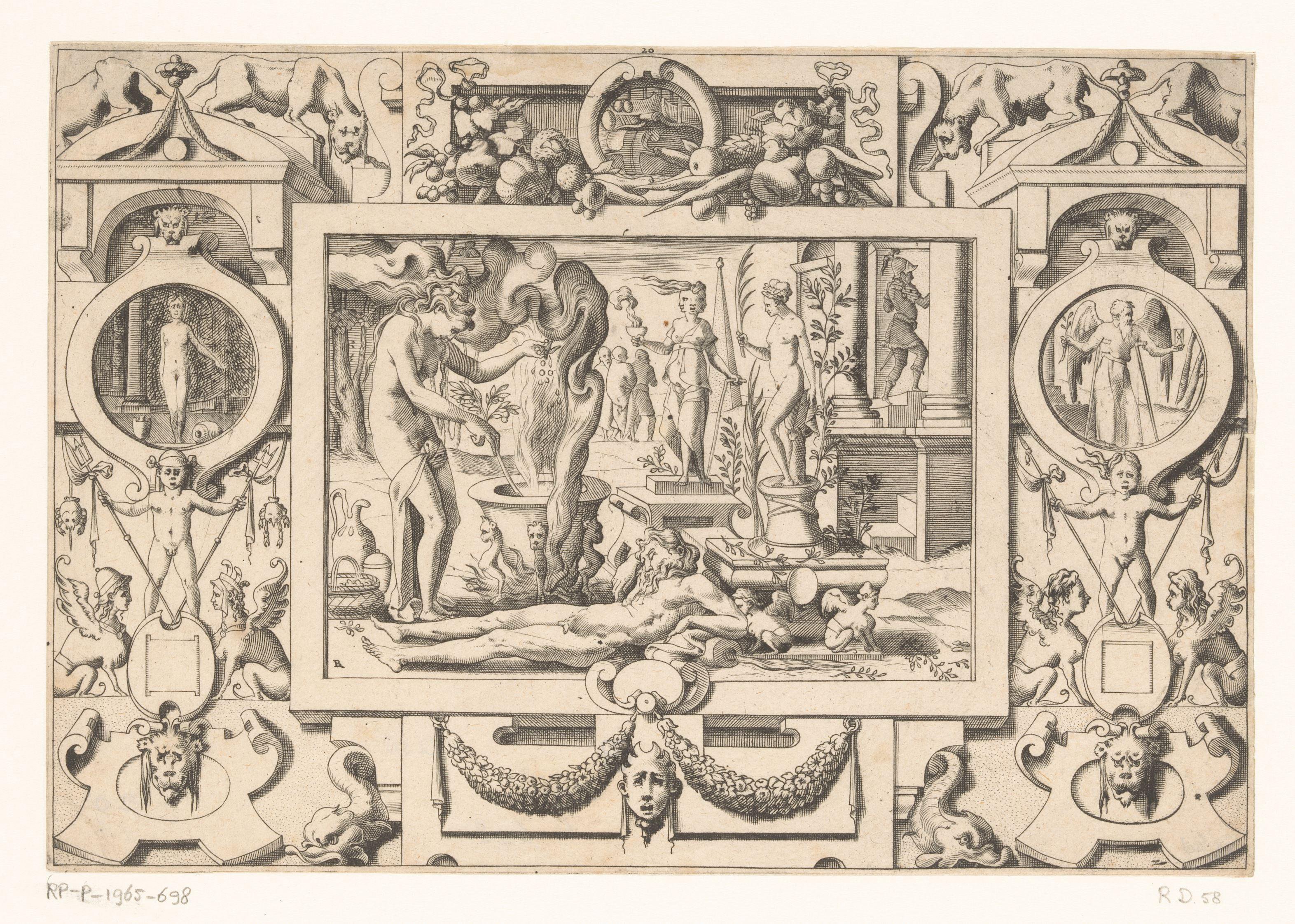 Medea kookt magische kruiden in een ketel voor Aeson