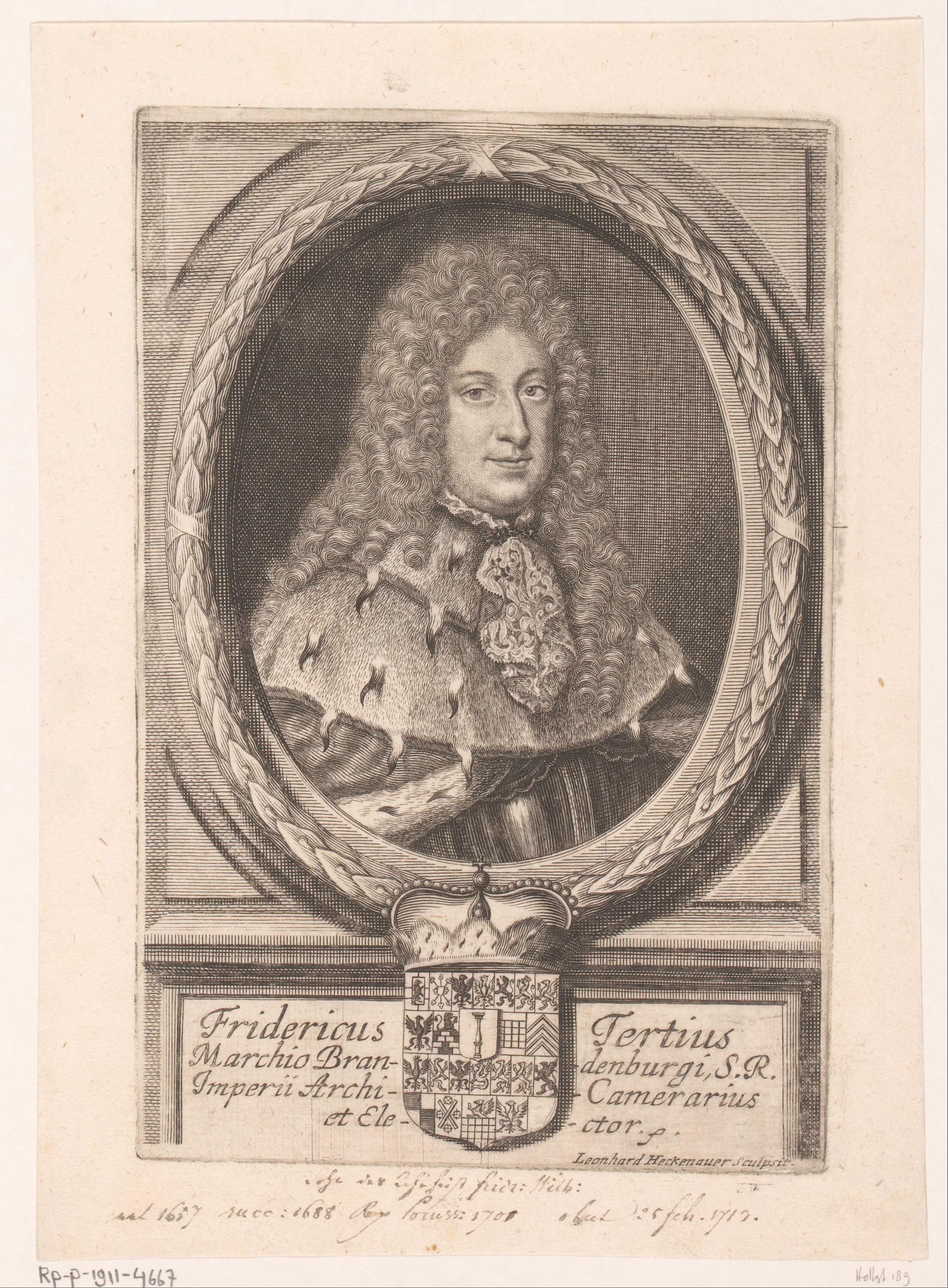 Portret van Frederik I, koning van Pruisen