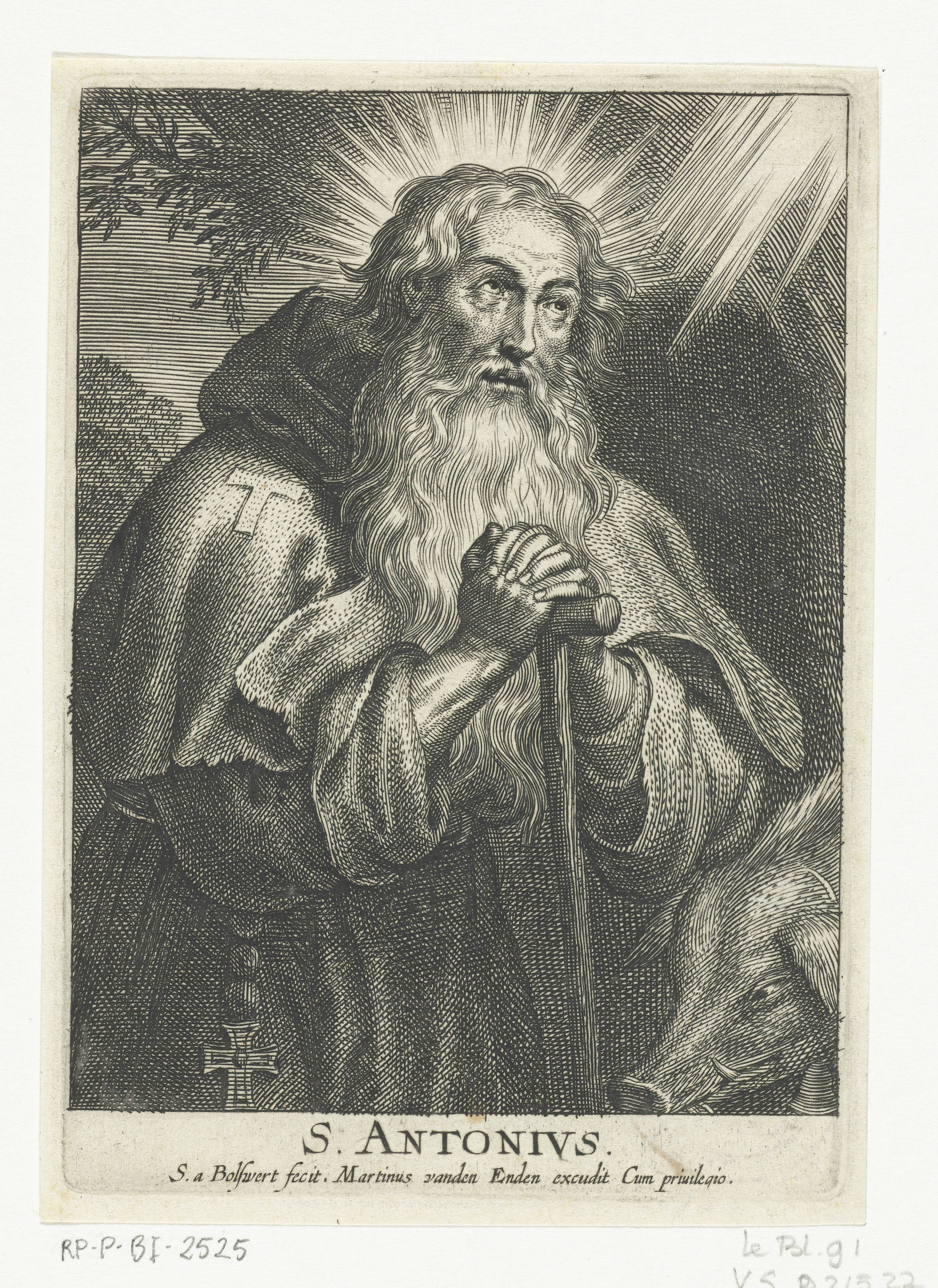 Heilige Antonius de Grote met taustaf en varken