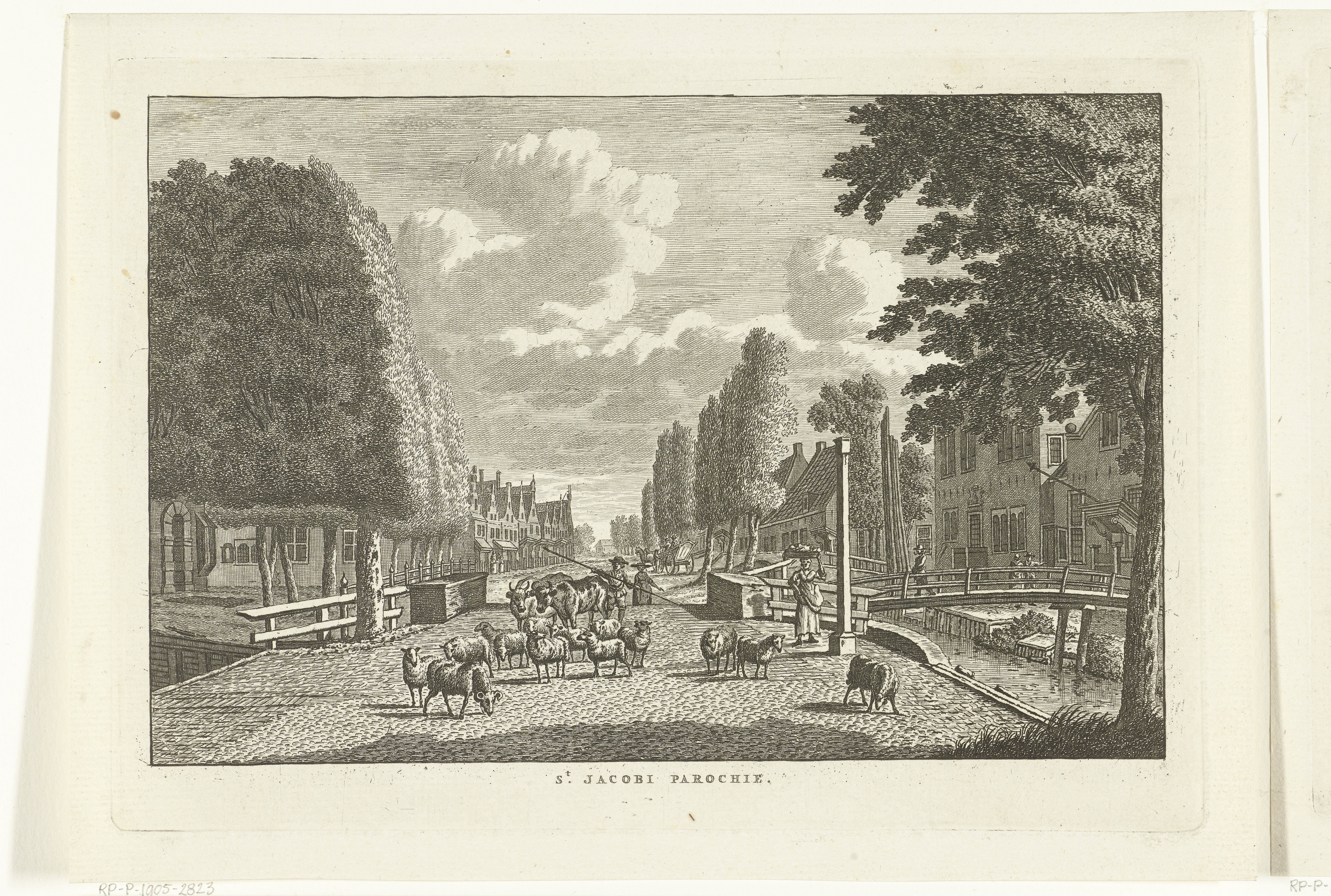 Dorpsgezicht met straat in Sint Jacobiparochie