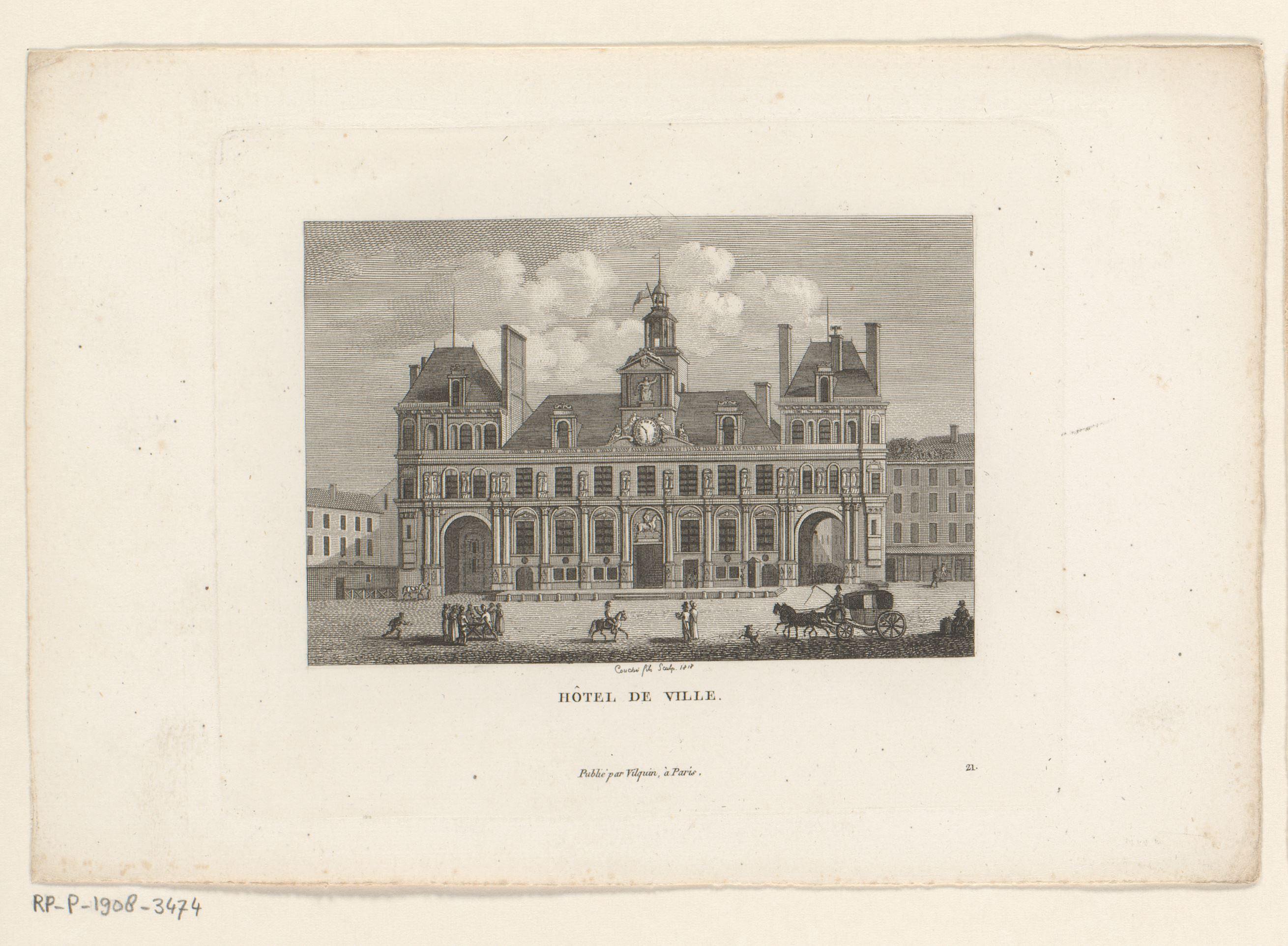 Gezicht op het Stadhuis van Parijs