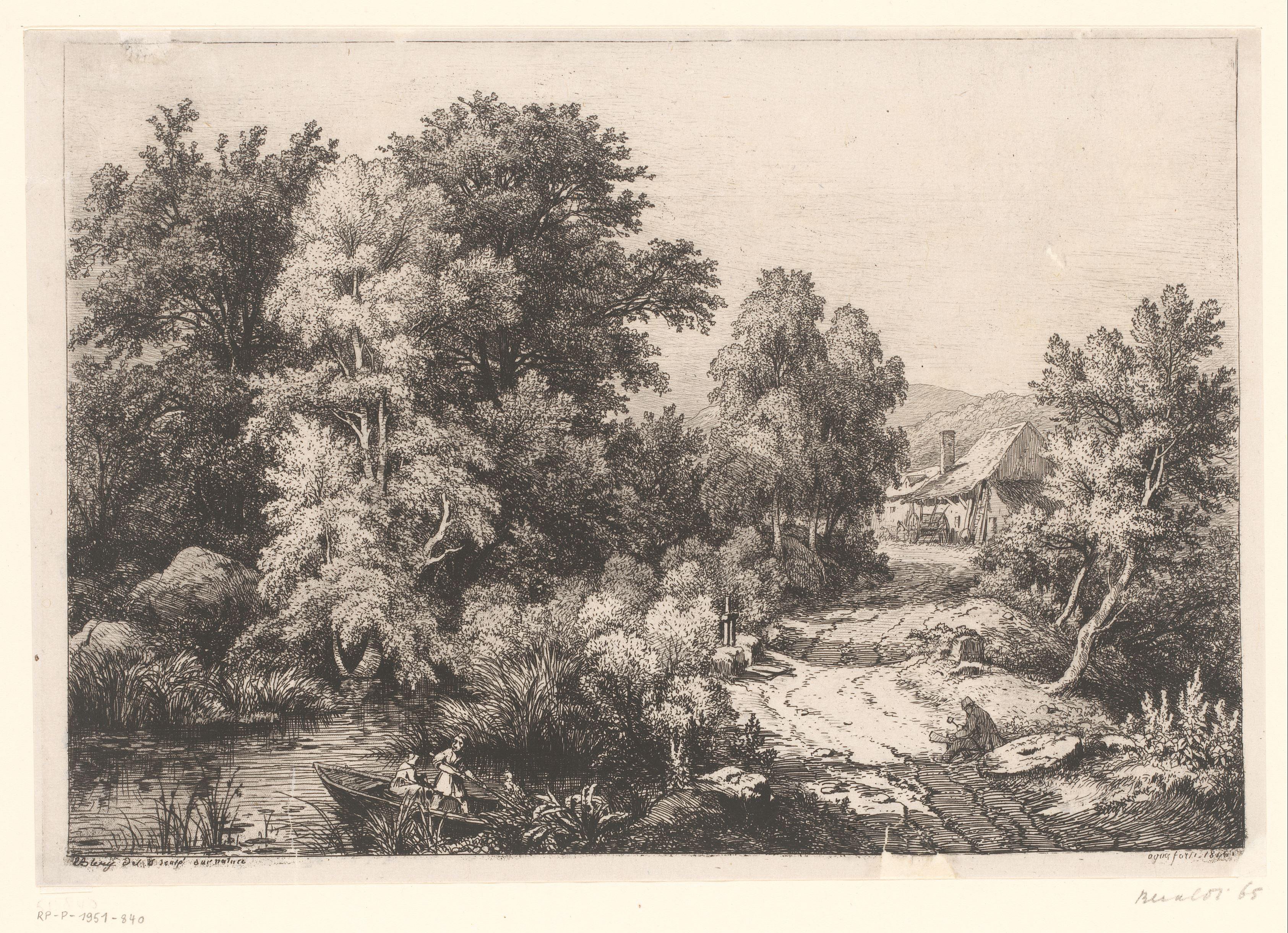 Landschap met zandweg naar een boerderij
