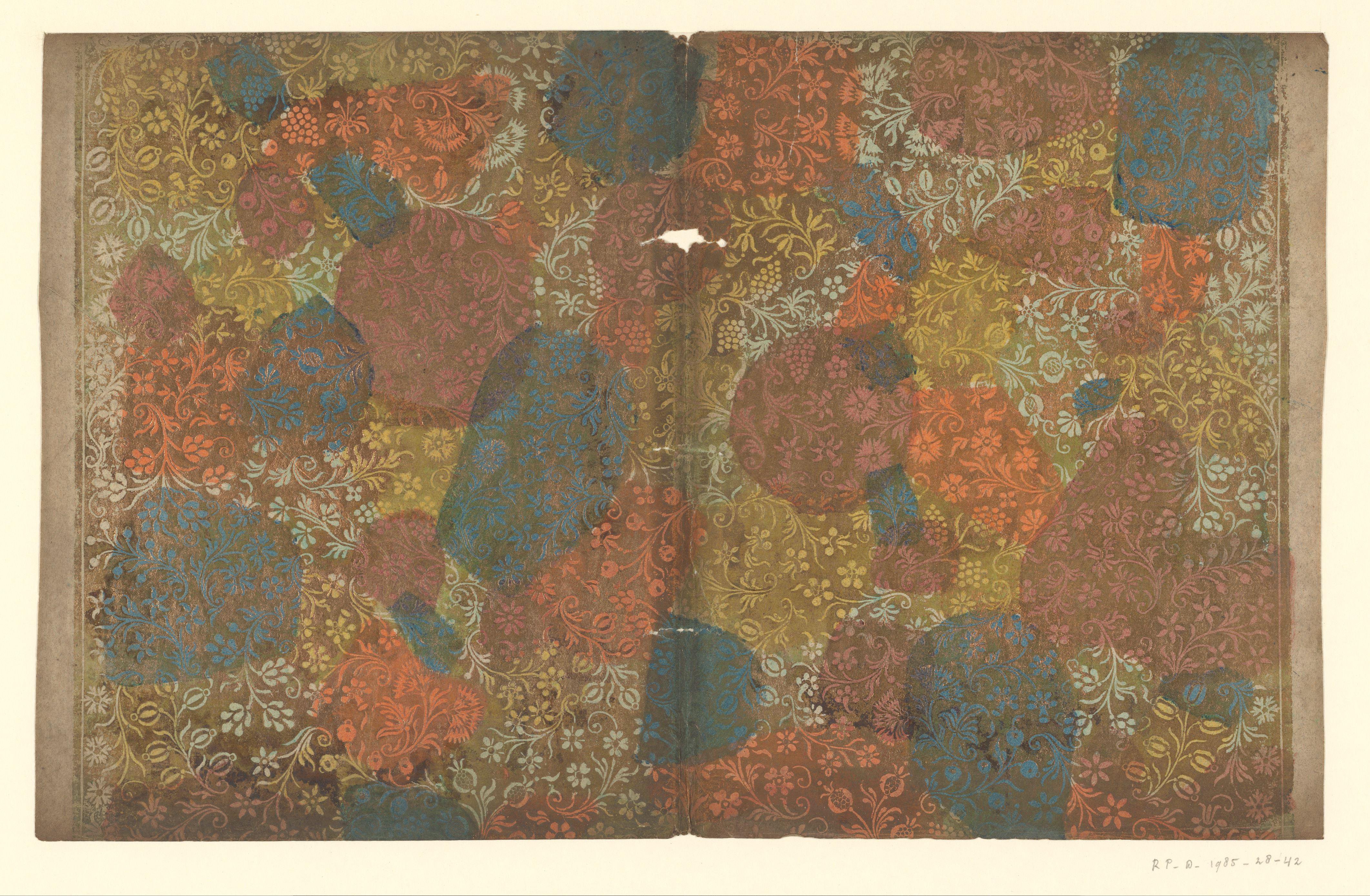 Blad met bloemen en vruchten