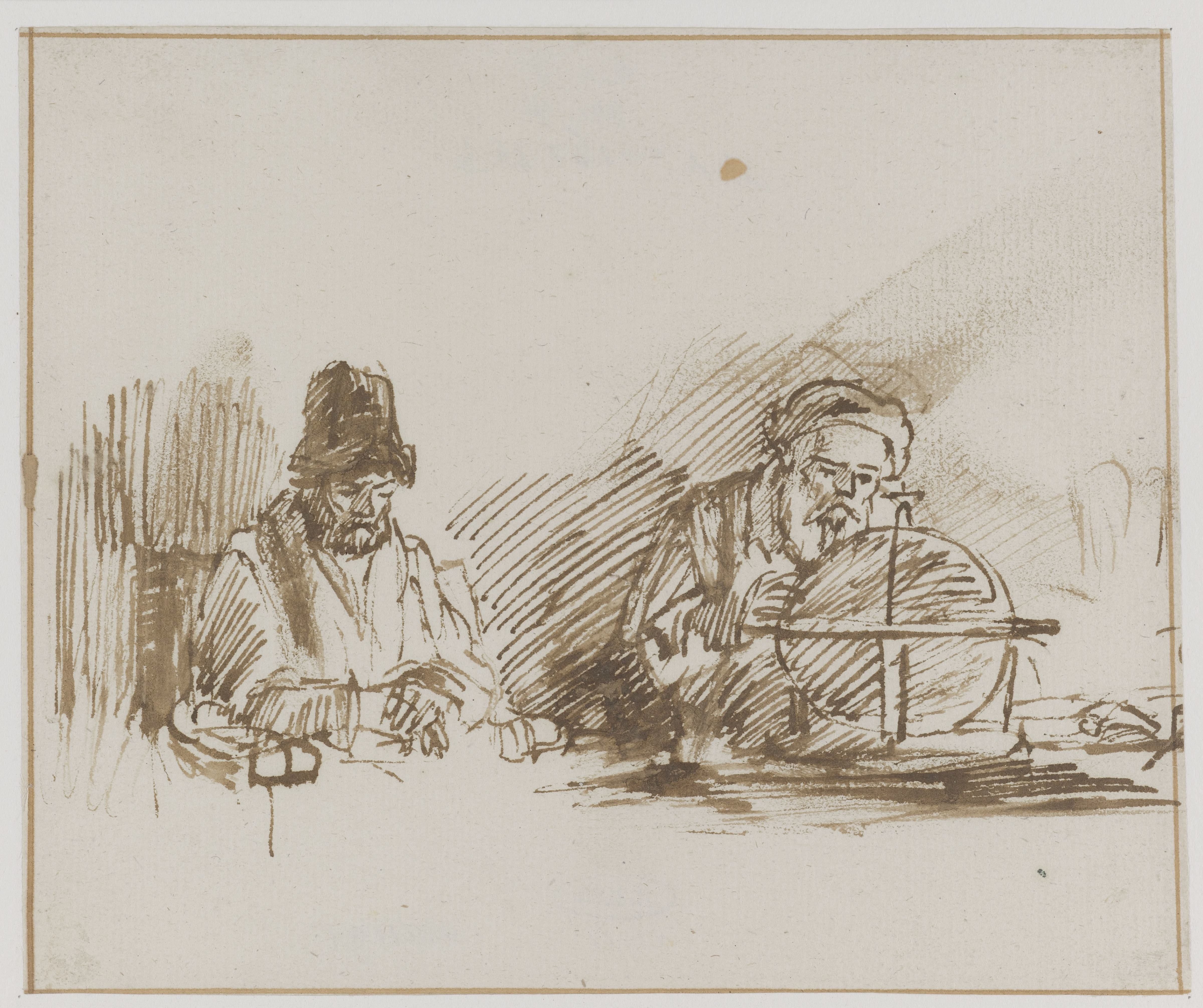 Two Seated Old Men, One with a Globe