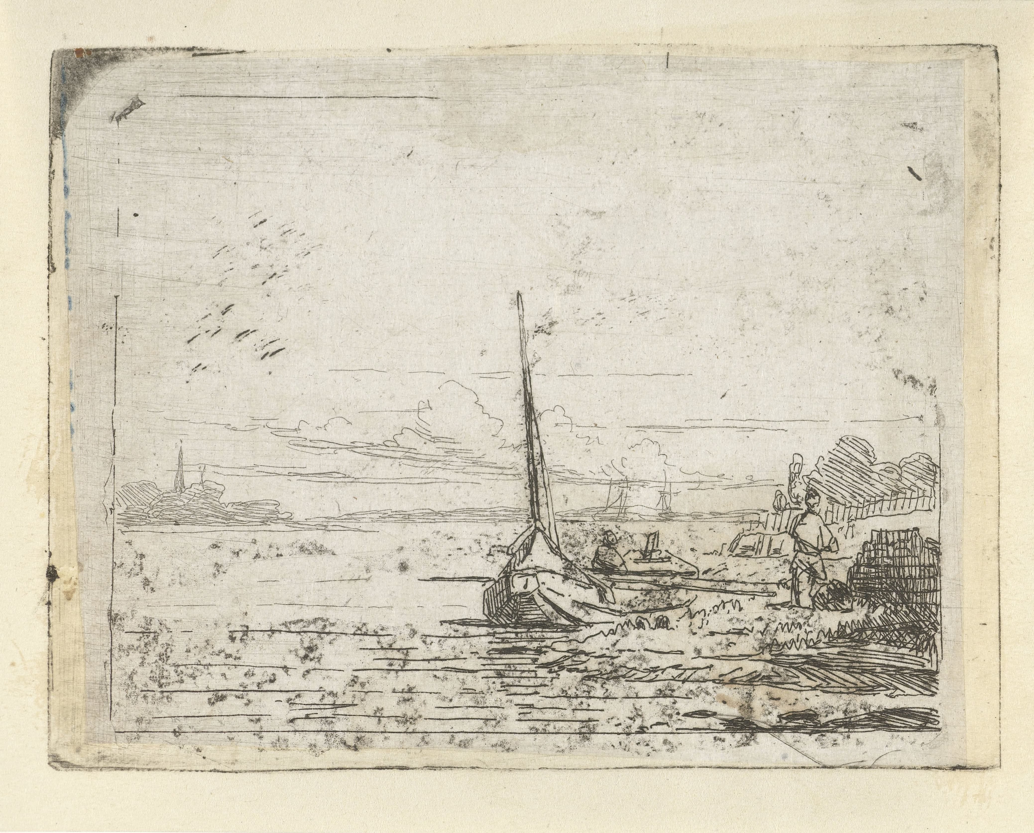 Schip aan een oever