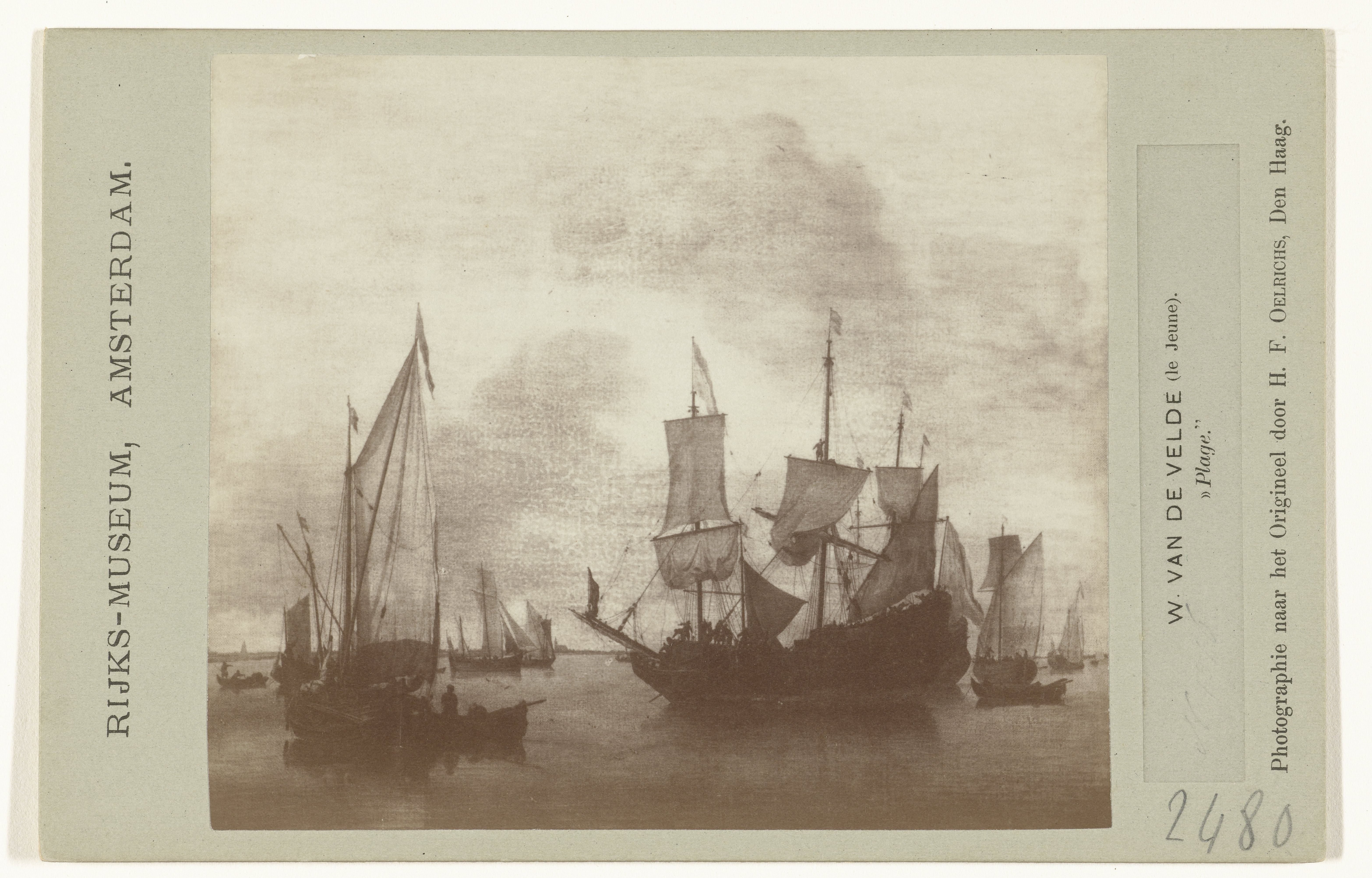 Schilderij Schepen onder de kust voor anker door Willem van de Velde II