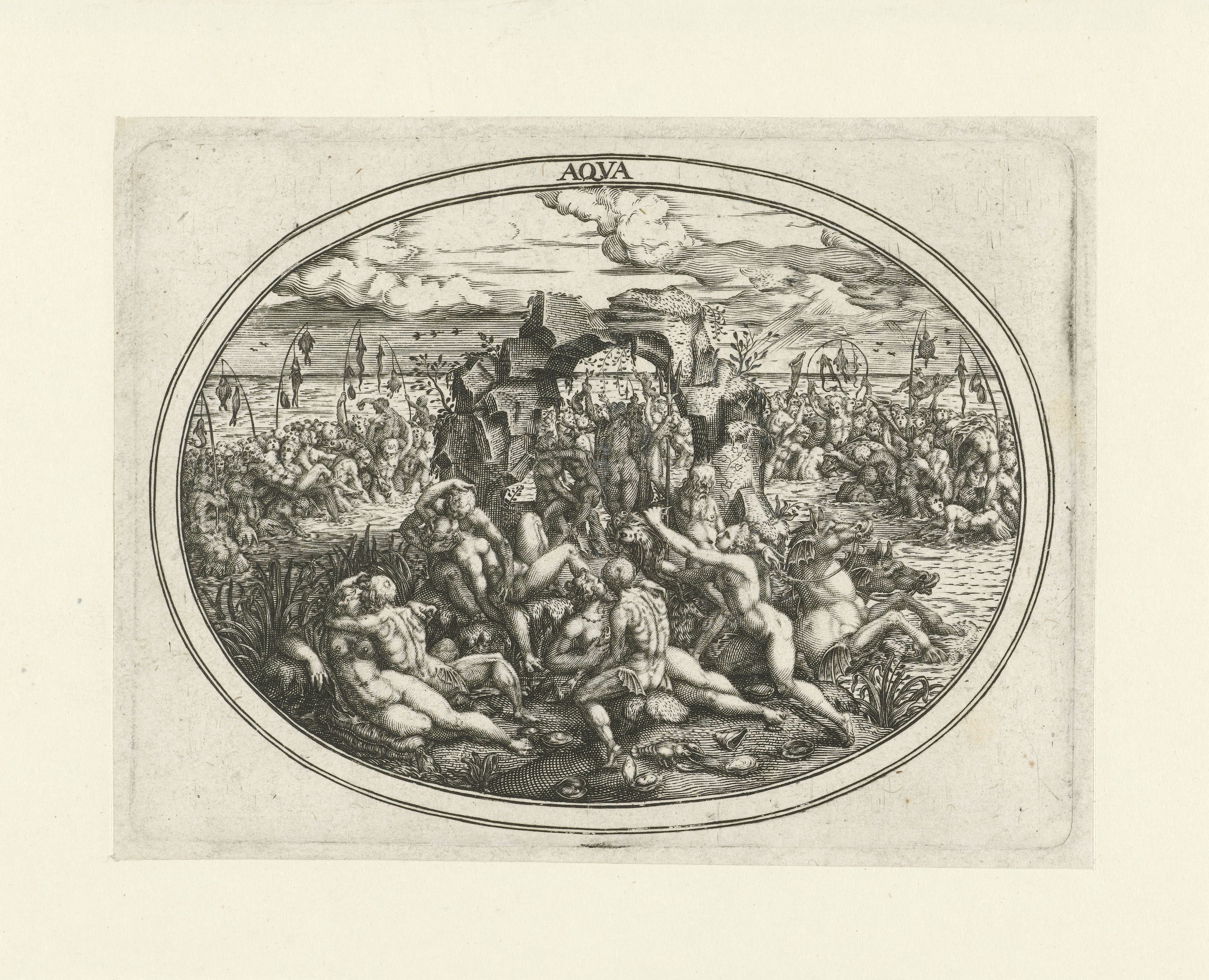 Neptunus met nereïden en tritons: het element water