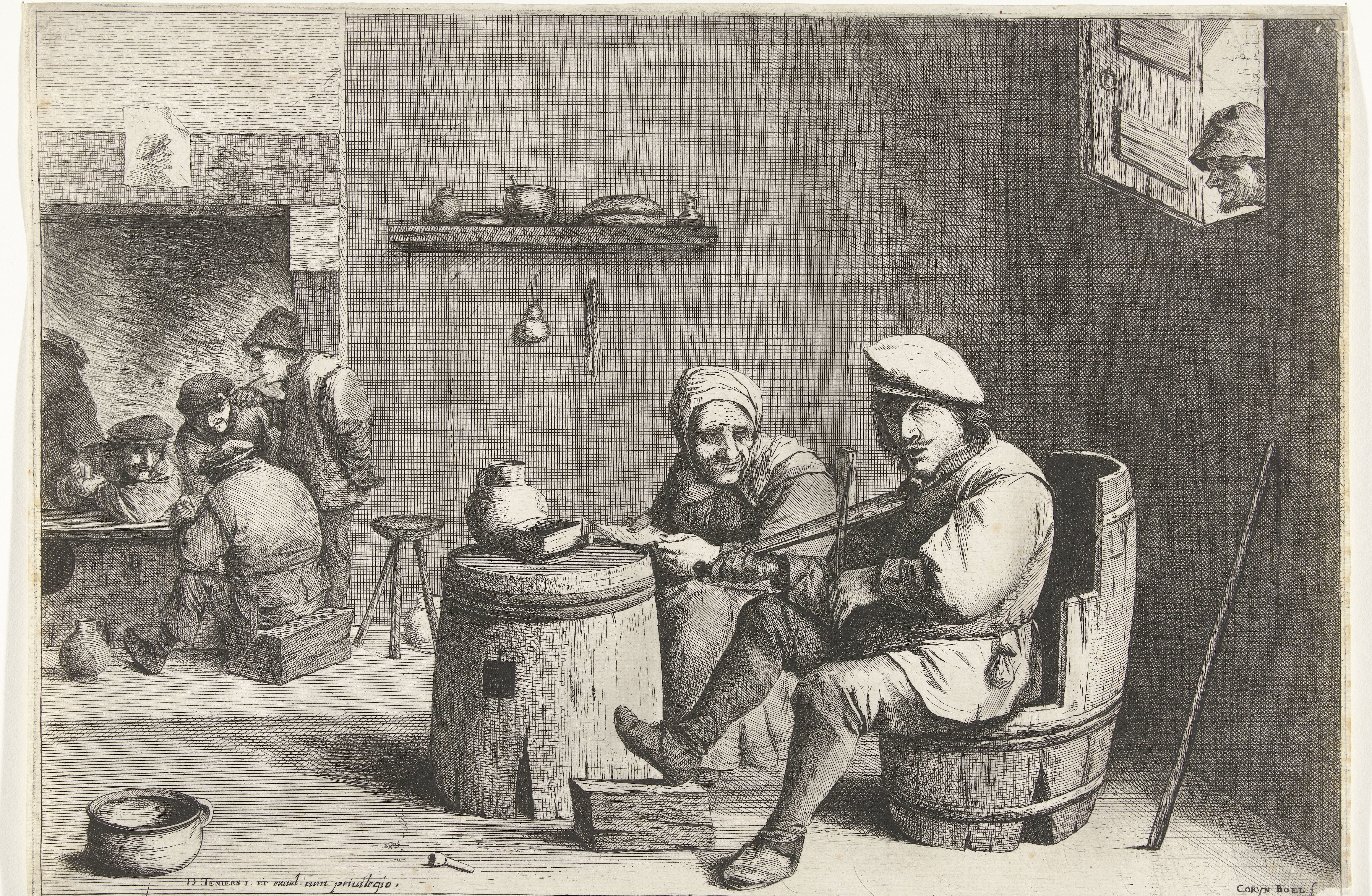 Vioolspeler in een kroeg