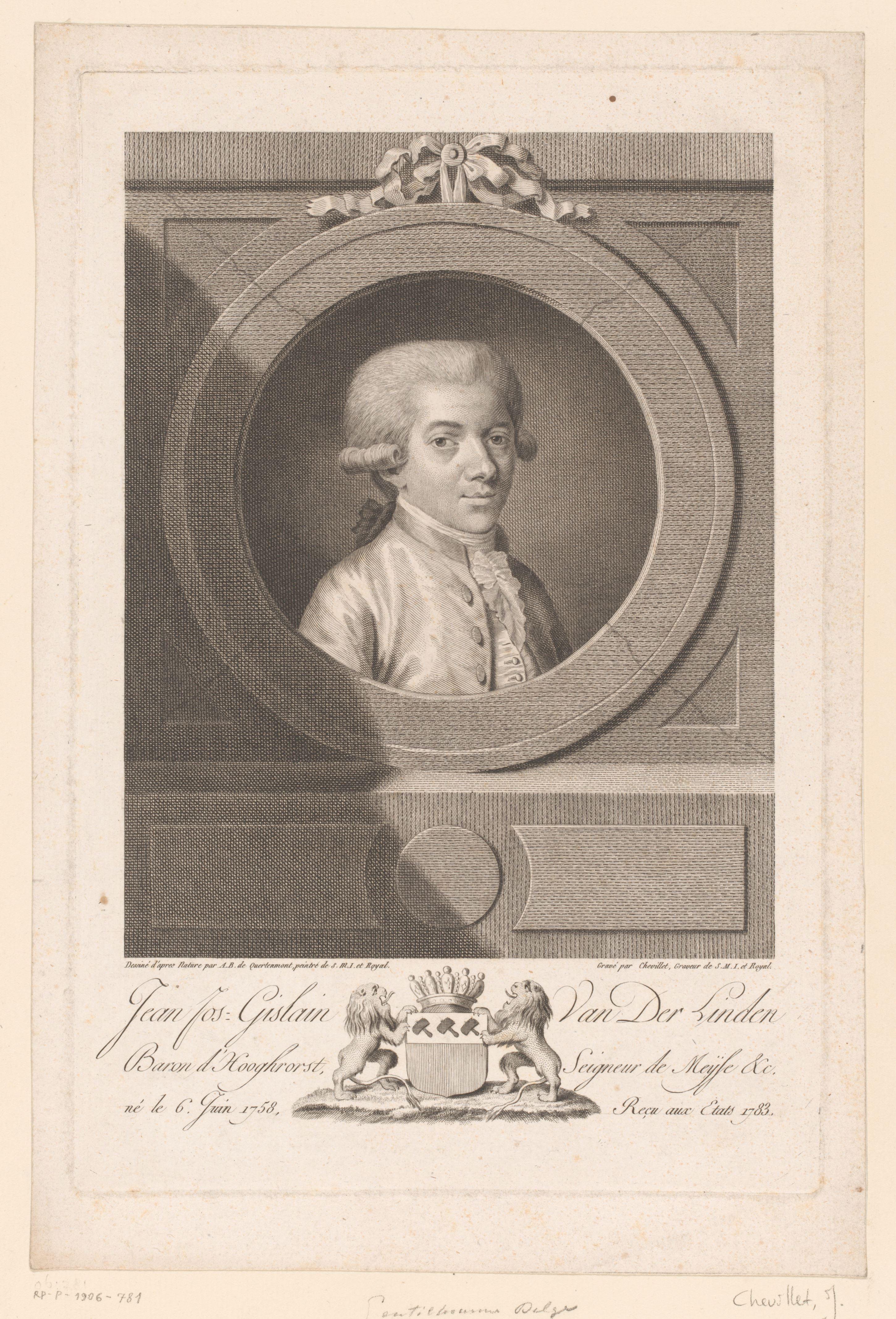 Portret van baron Johan Joseph Ghislain van der Linden