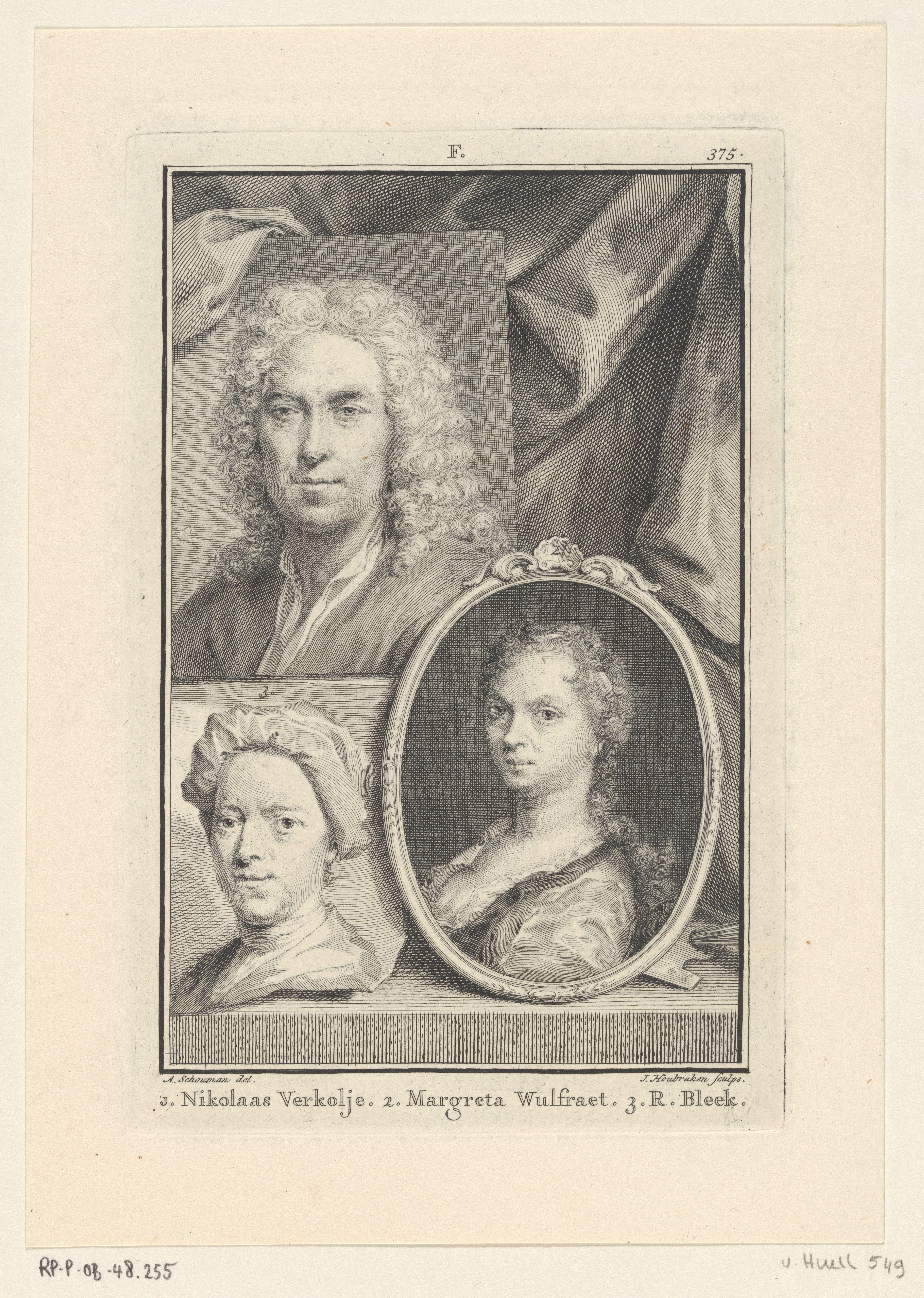 Portretten van Nicolaas Verkolje, Margareta Wulfraet en Richard van Bleeck