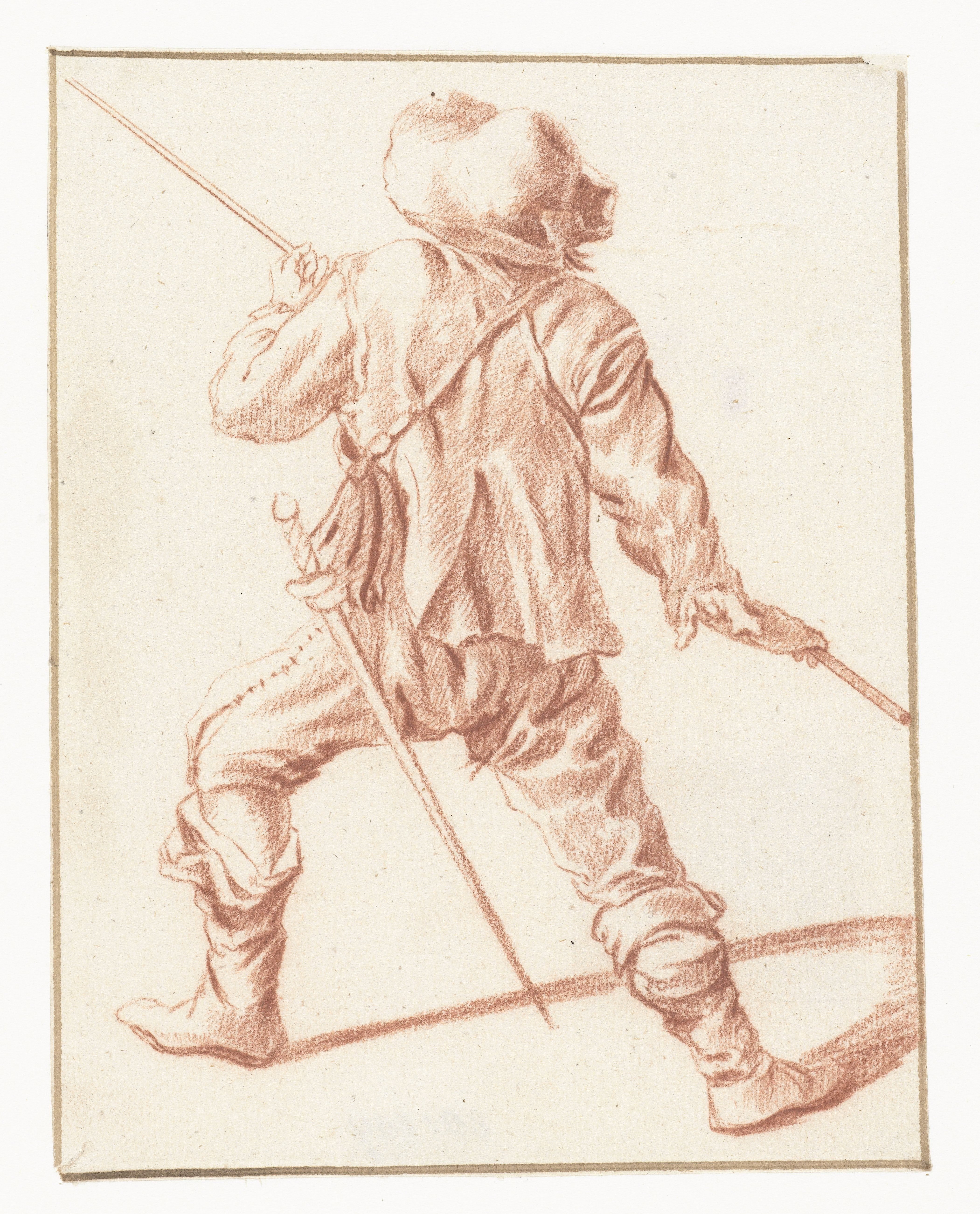 Man Fighting with a Lance, Seen from Behind