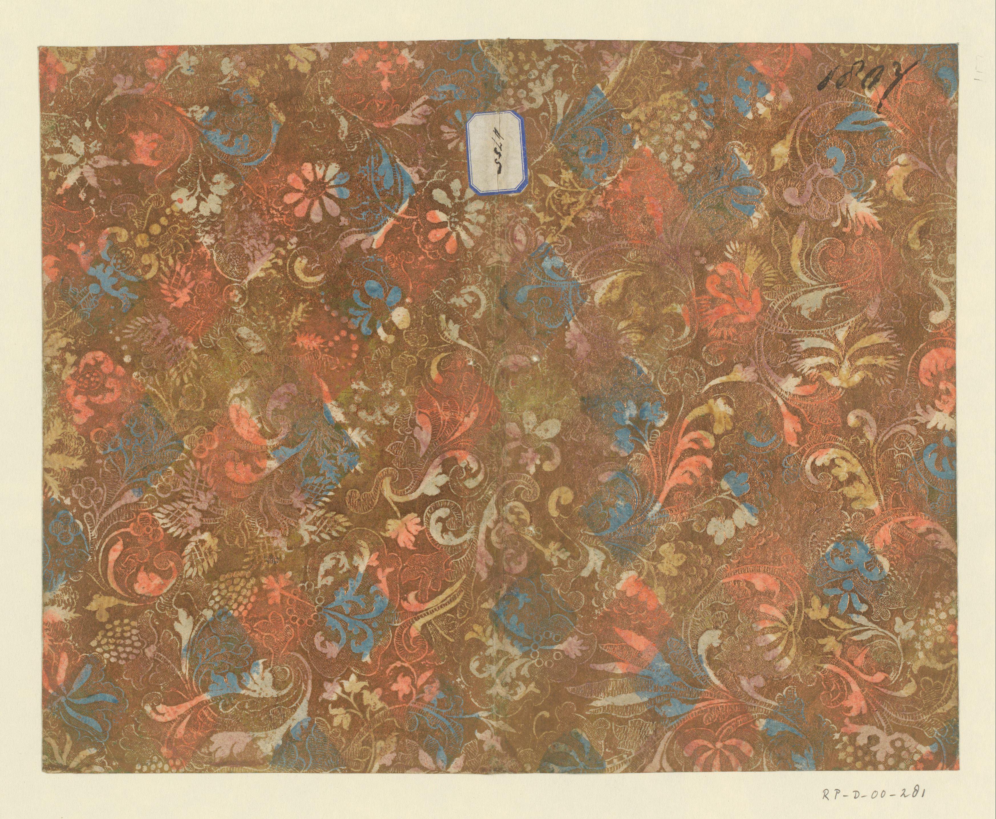 Blad met bloemen en vruchten