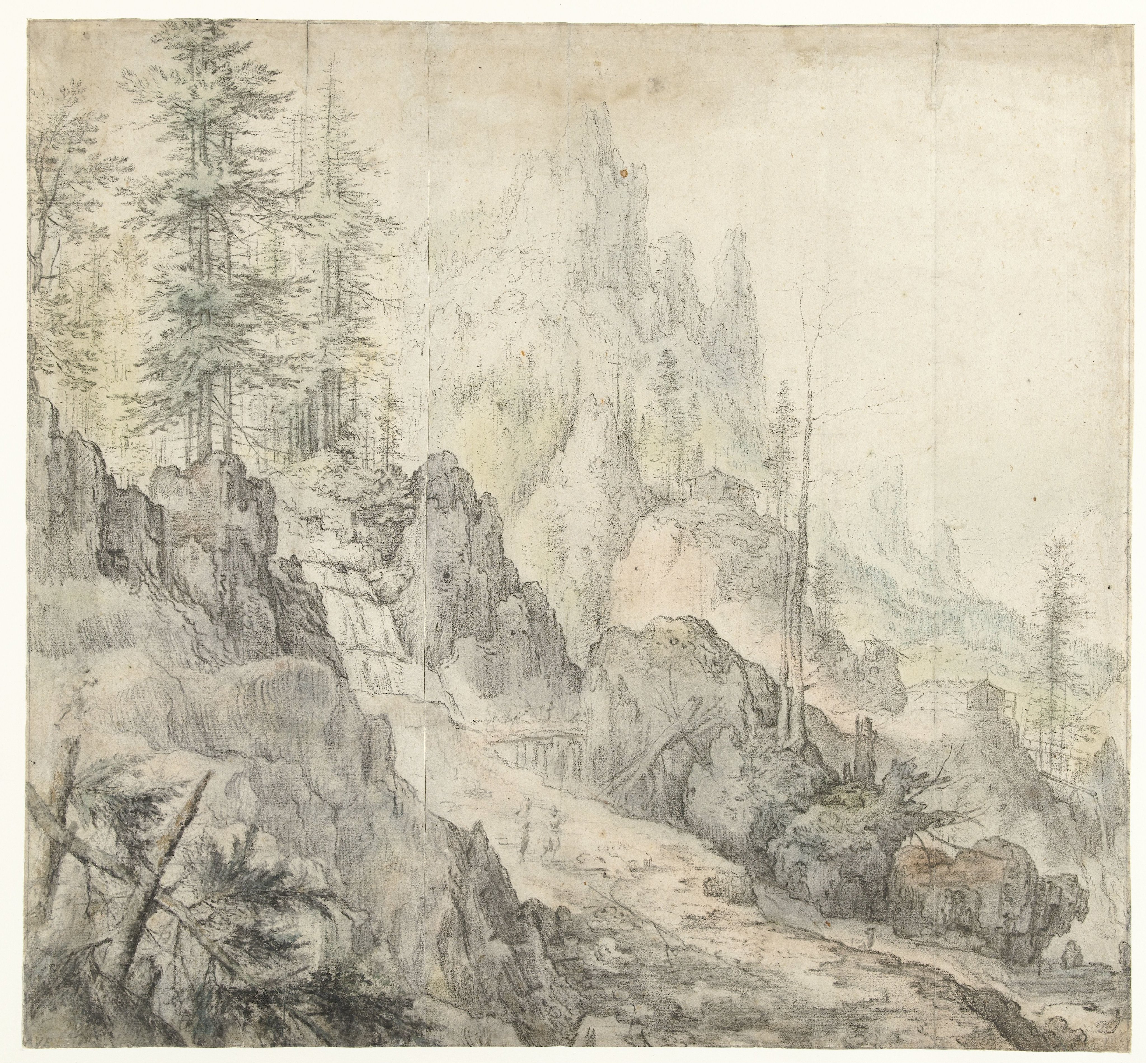 Berglandschap met waterval